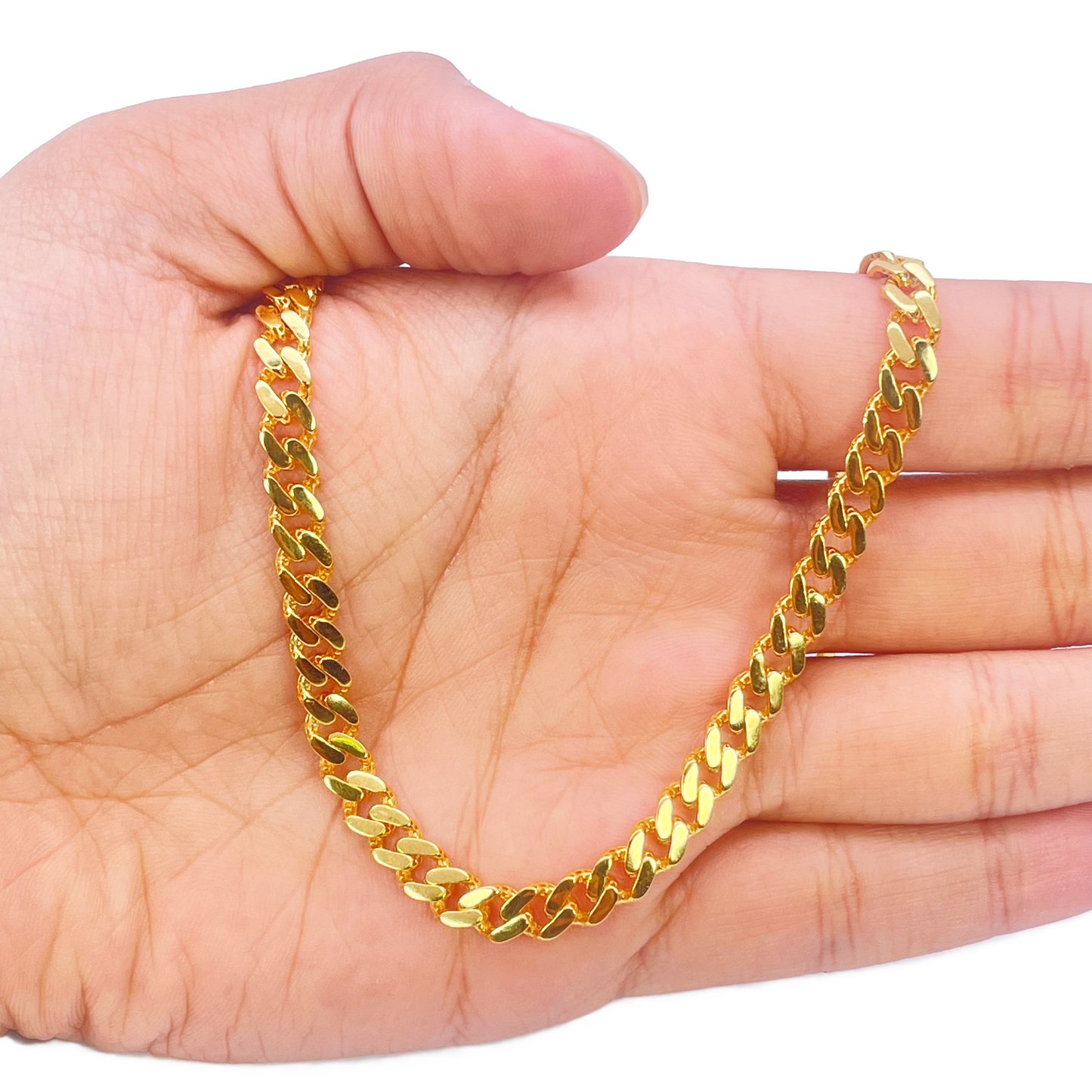 22ct Gold Cuban Link Curb Lightweight Chain Necklace 24 Inches 5.3mm Width