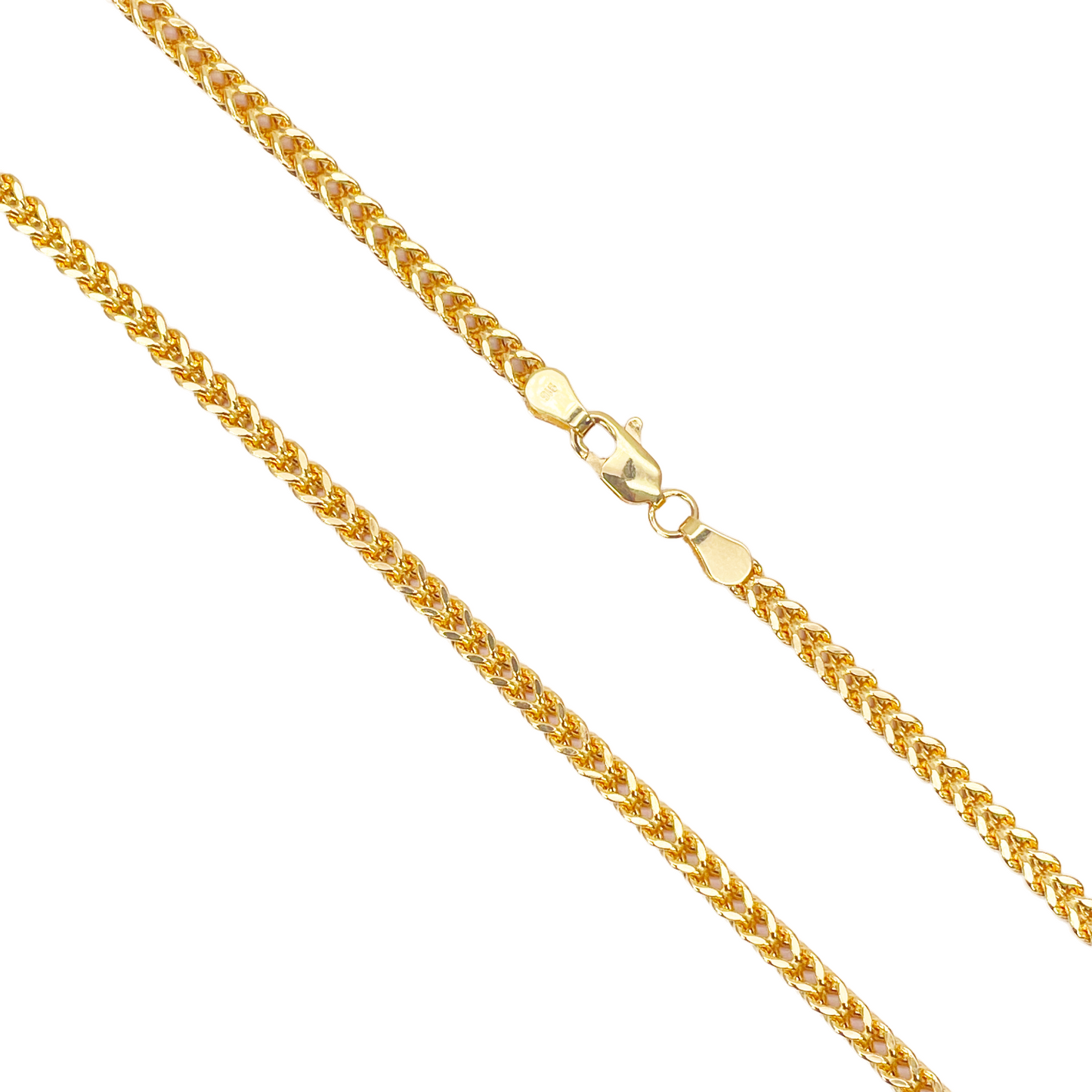 22ct Gold Necklace Foxtail Lightweight High Polished Chain 20 Inches 3mm Width