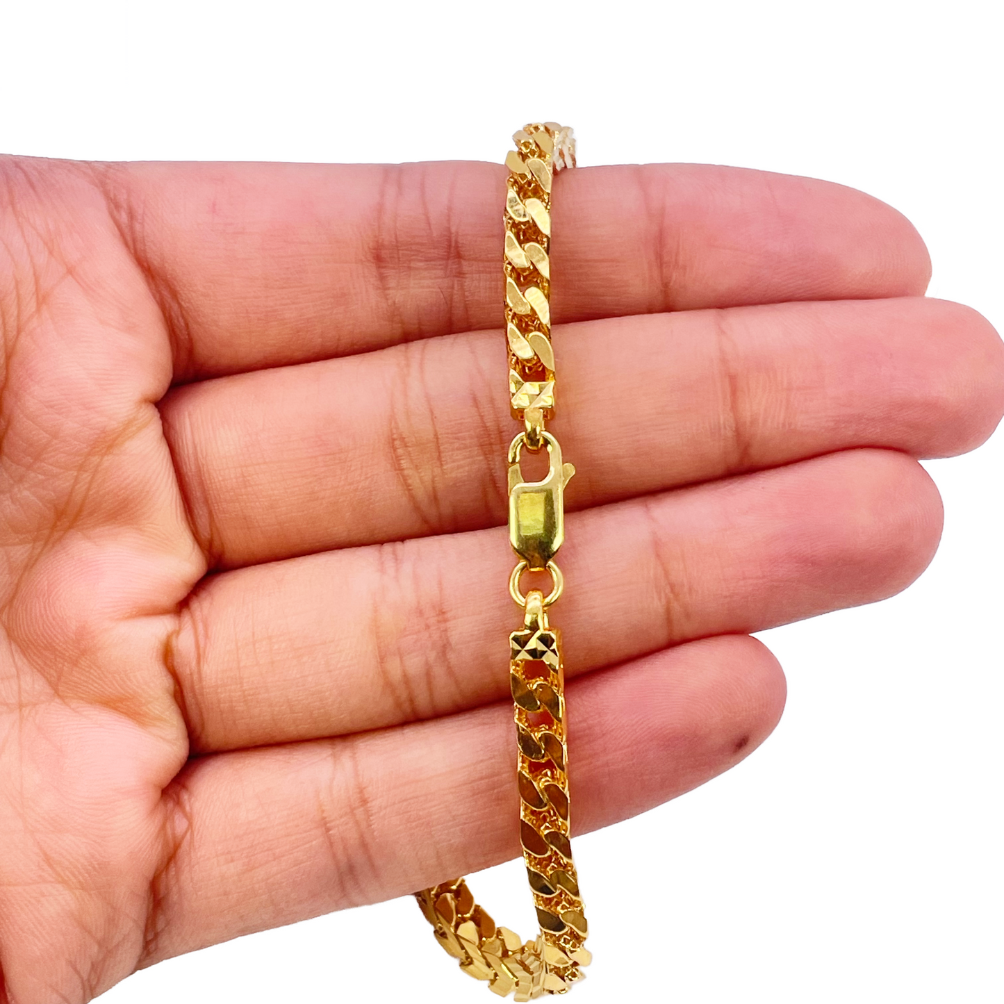 22ct Gold Bracelet Franco Diamond Cut High Polished Lightweight 8.5 Inches