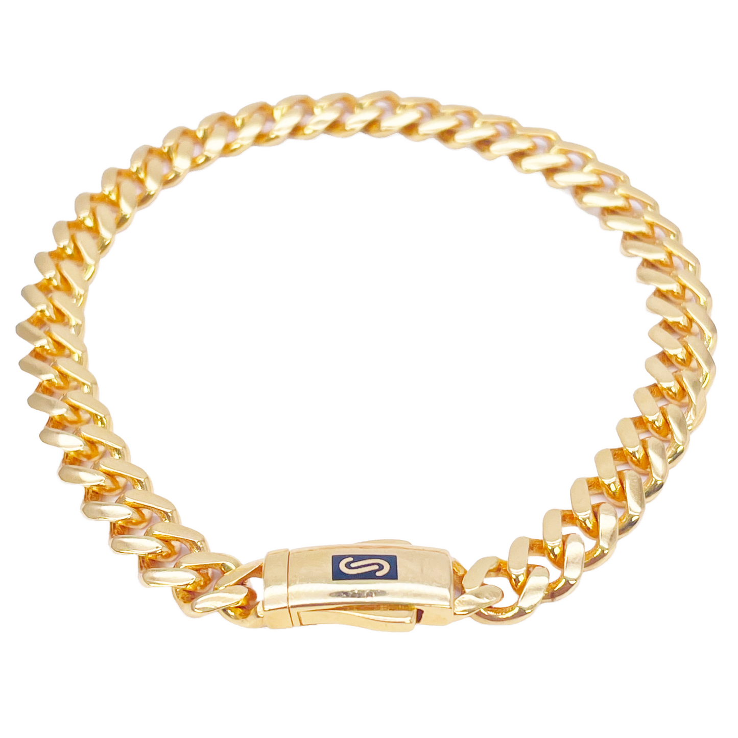 22ct Gold Cuban Bracelet Curb Link Lightweight 8.5 Inches 6.8mm Wide Diamond Bracelets