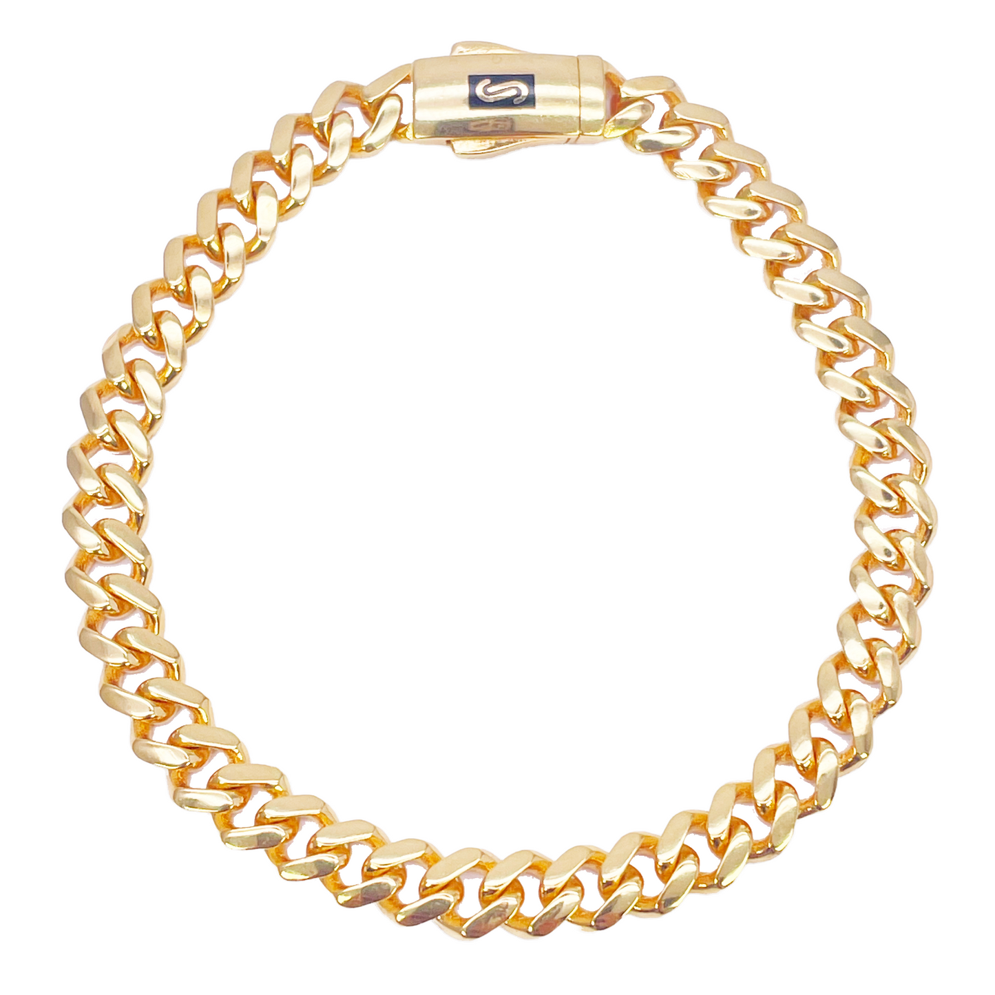 22ct Gold Cuban Bracelet Curb Link Lightweight 7.5 Inches 6.8mm Wide
