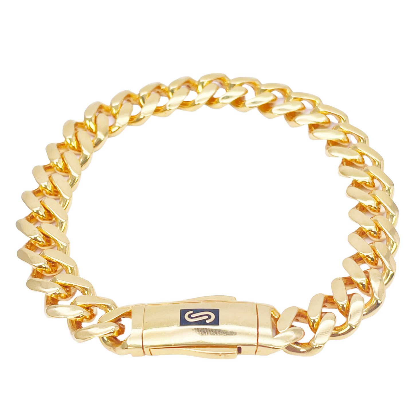22ct Gold Cuban Bracelet Curb Link Lightweight 8 Inches 9.5 mm Wide