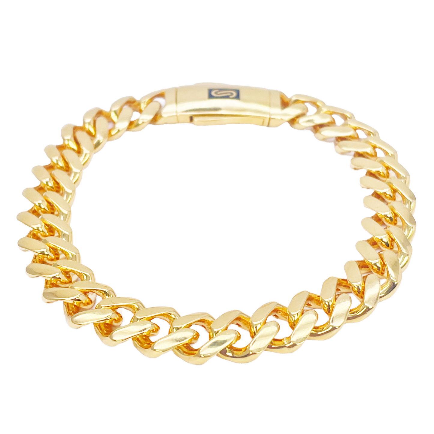 22ct Gold Cuban Bracelet Curb Link Lightweight 8 Inches 9.5 mm Wide