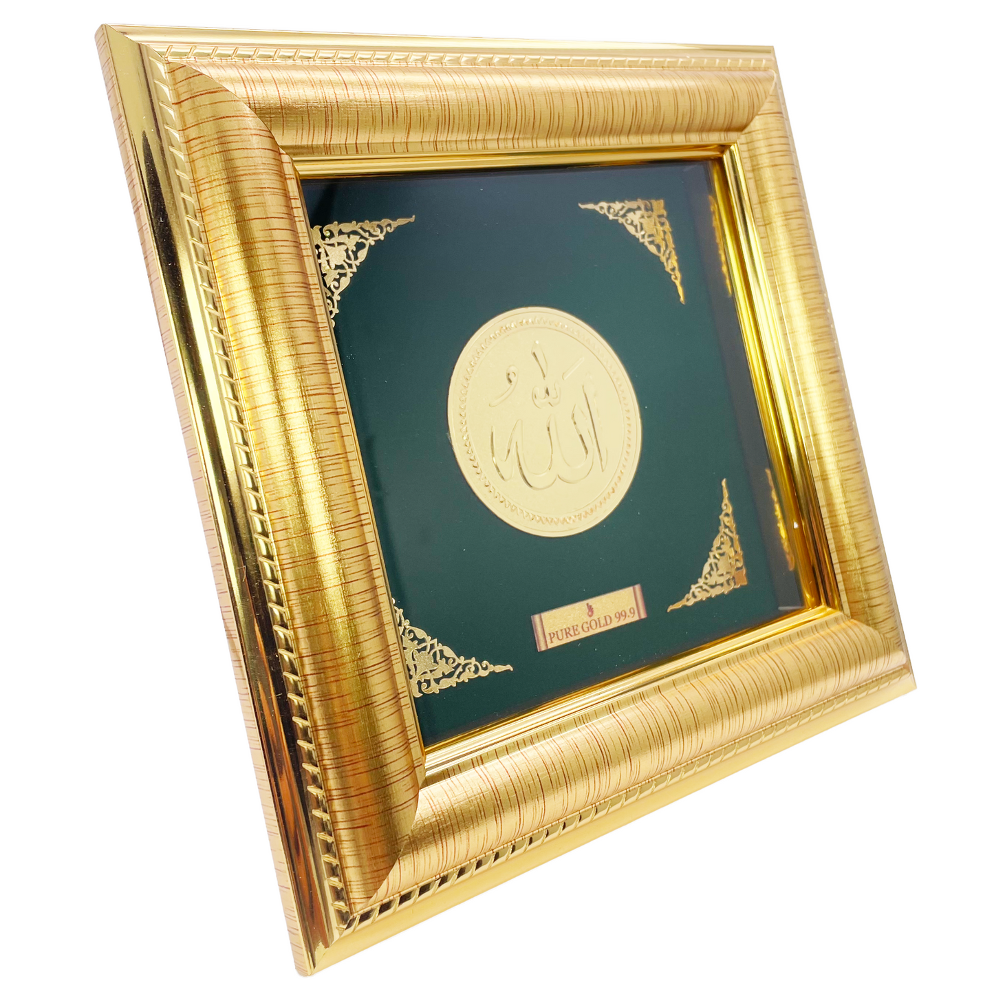 24ct Gold Allah Frame Pure Gold Leaf 16.51 x 16.51cm Diamond Bracelets