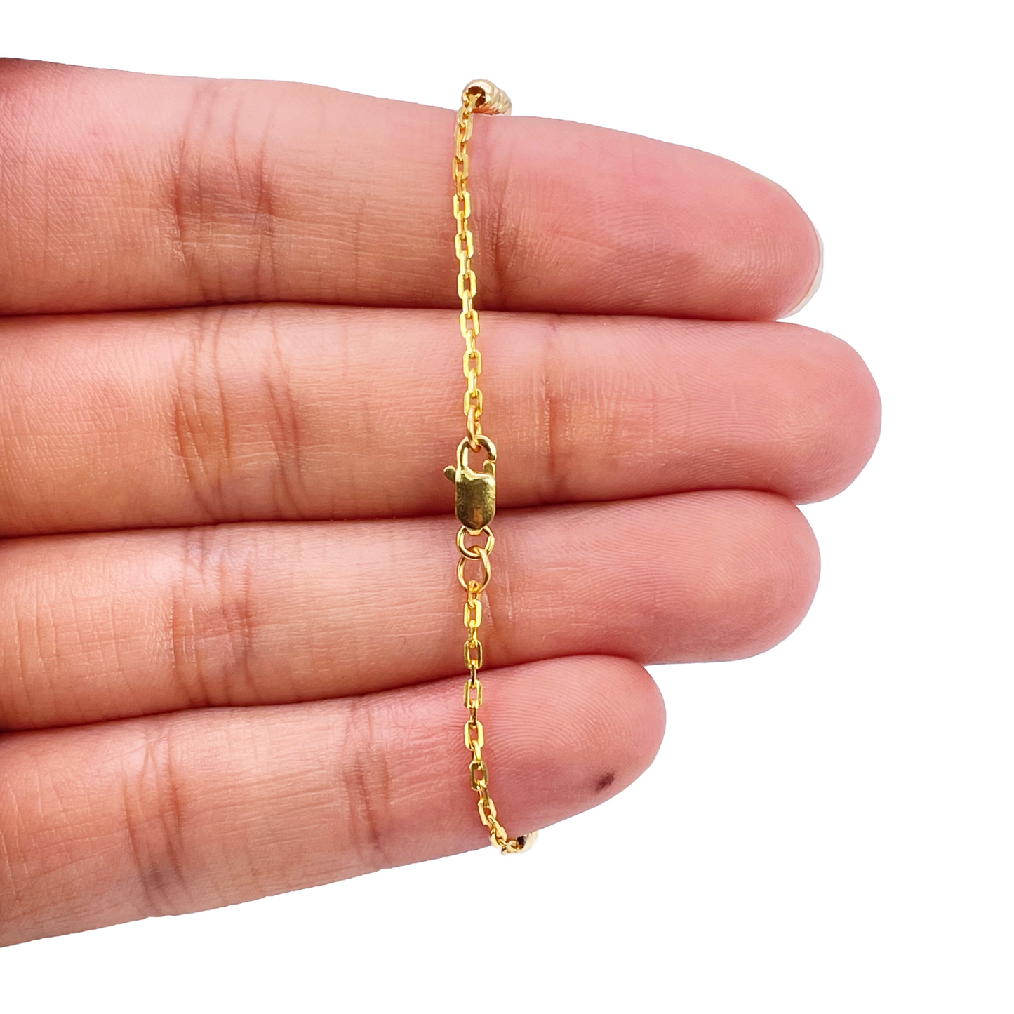 22ct Gold Baby Bracelet Six Diamond Cut Beads & Cable link Chain 5 Inches