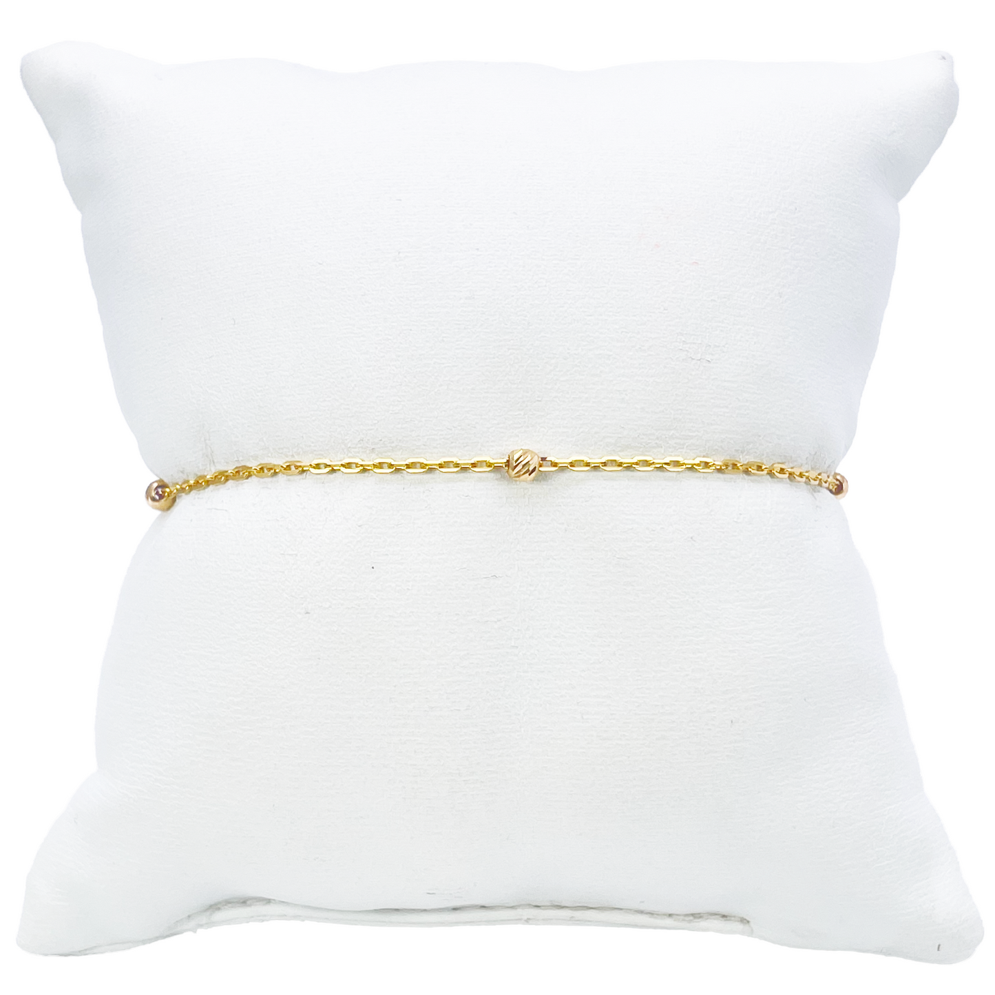 22ct Gold Beaded Bracelet Diamond Cut Cable Chain 7 Inches 2.8mm Width