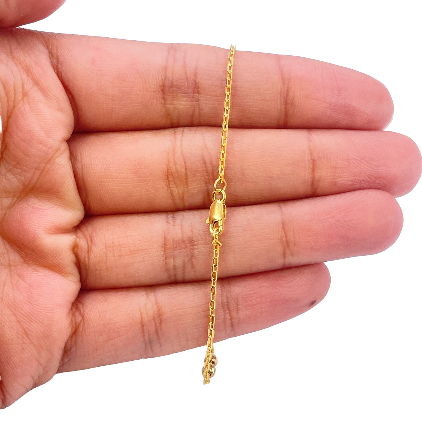 22ct Gold Beaded Bracelet Six Diamond Cut Beads Cable Chain 7 Inches 2.9mm Width