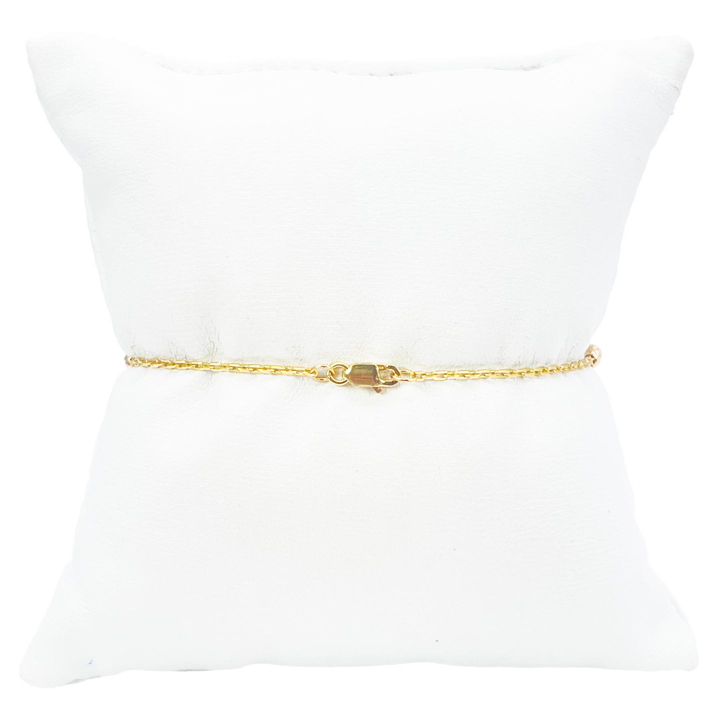 22ct Gold Beaded Bracelet Six Diamond Cut Beads Cable Chain 7 Inches 2.9mm Width