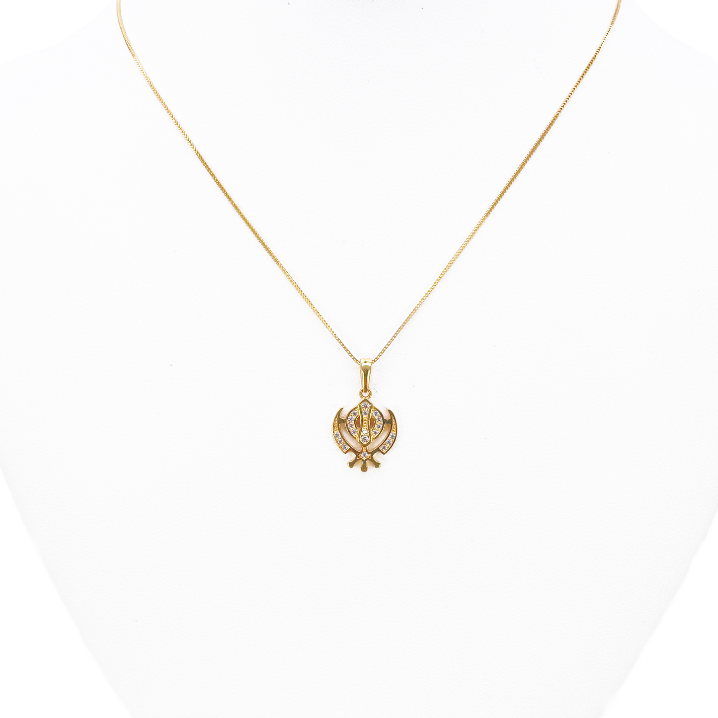 22ct Gold Khanda Pendant High Polished Cubic Zirconia (14.3 x 11.1mm)