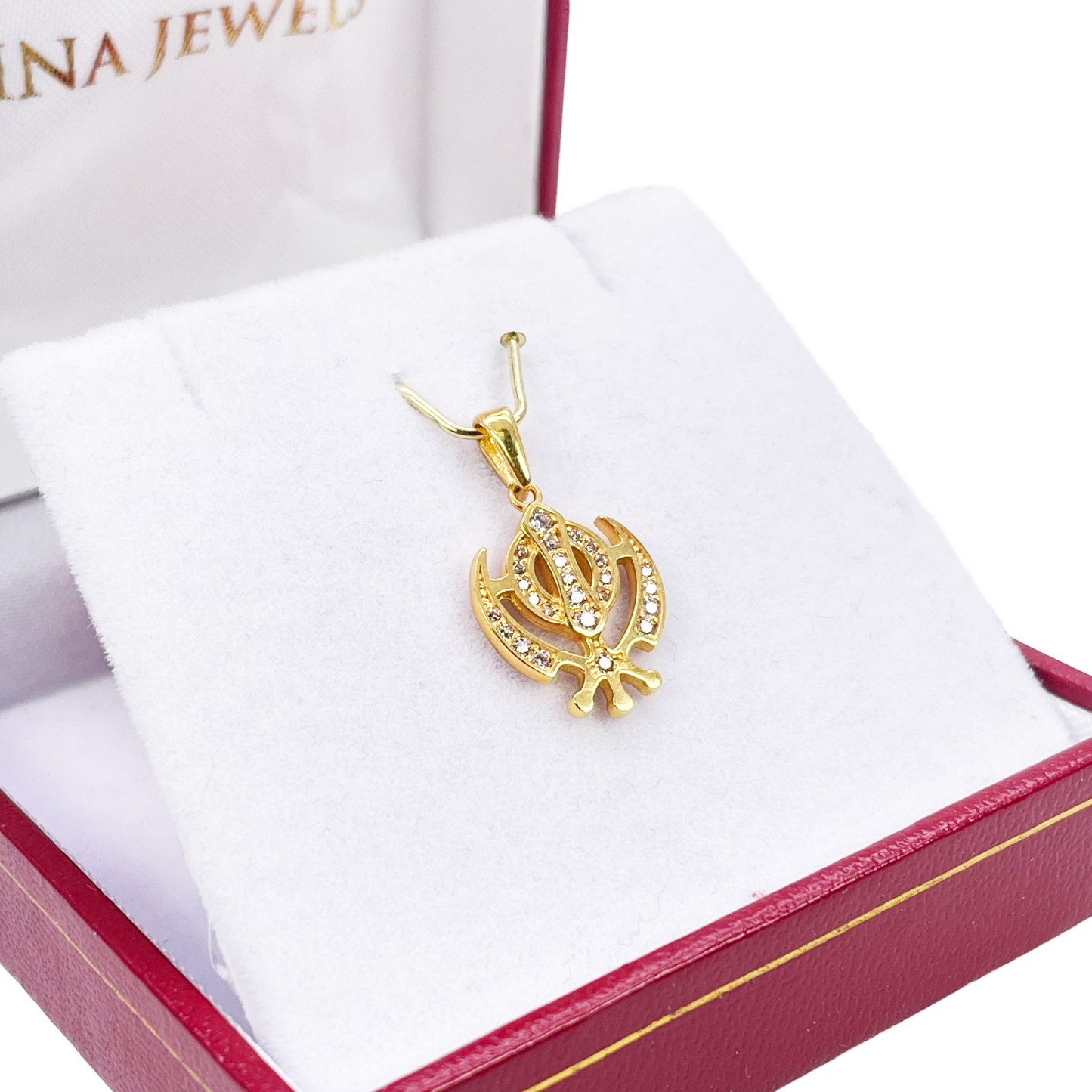 22ct Gold Khanda Pendant Cubic Zirconia High Polished (16.2 x 12.6mm)