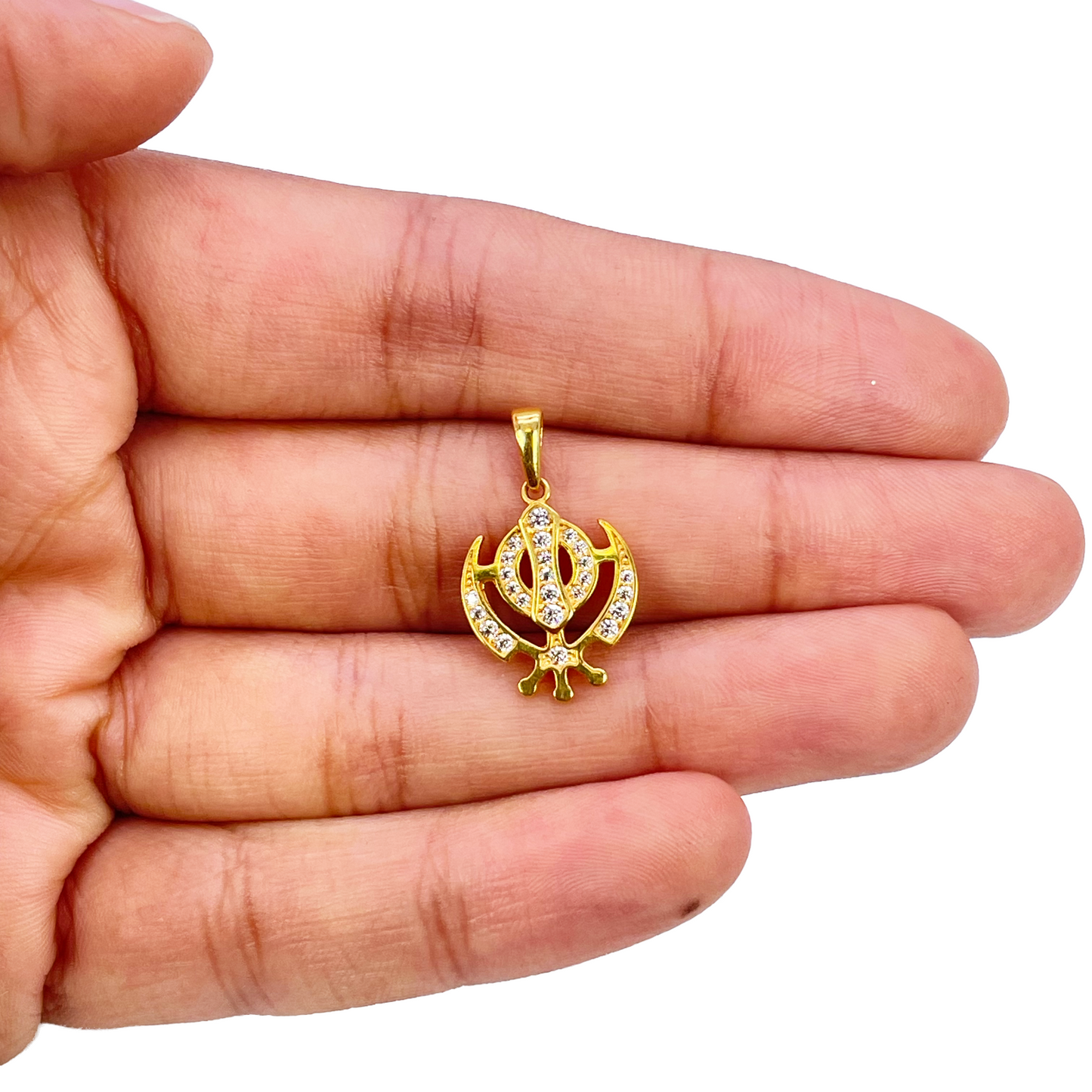 22ct Gold Khanda Pendant Cubic Zirconia High Polished (16.2 x 12.6mm)