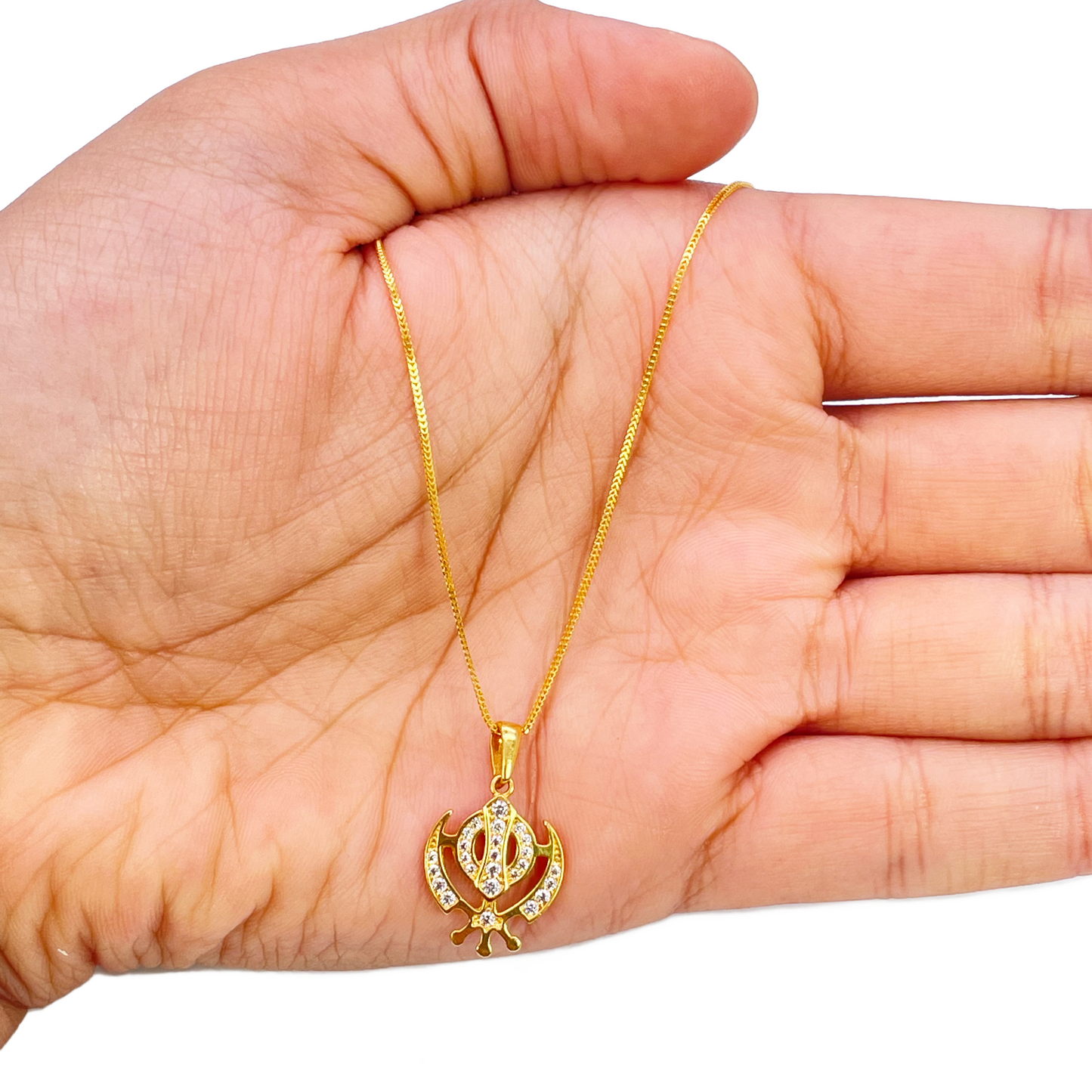 22ct Gold Khanda Pendant Cubic Zirconia High Polished (16.2 x 12.6mm)