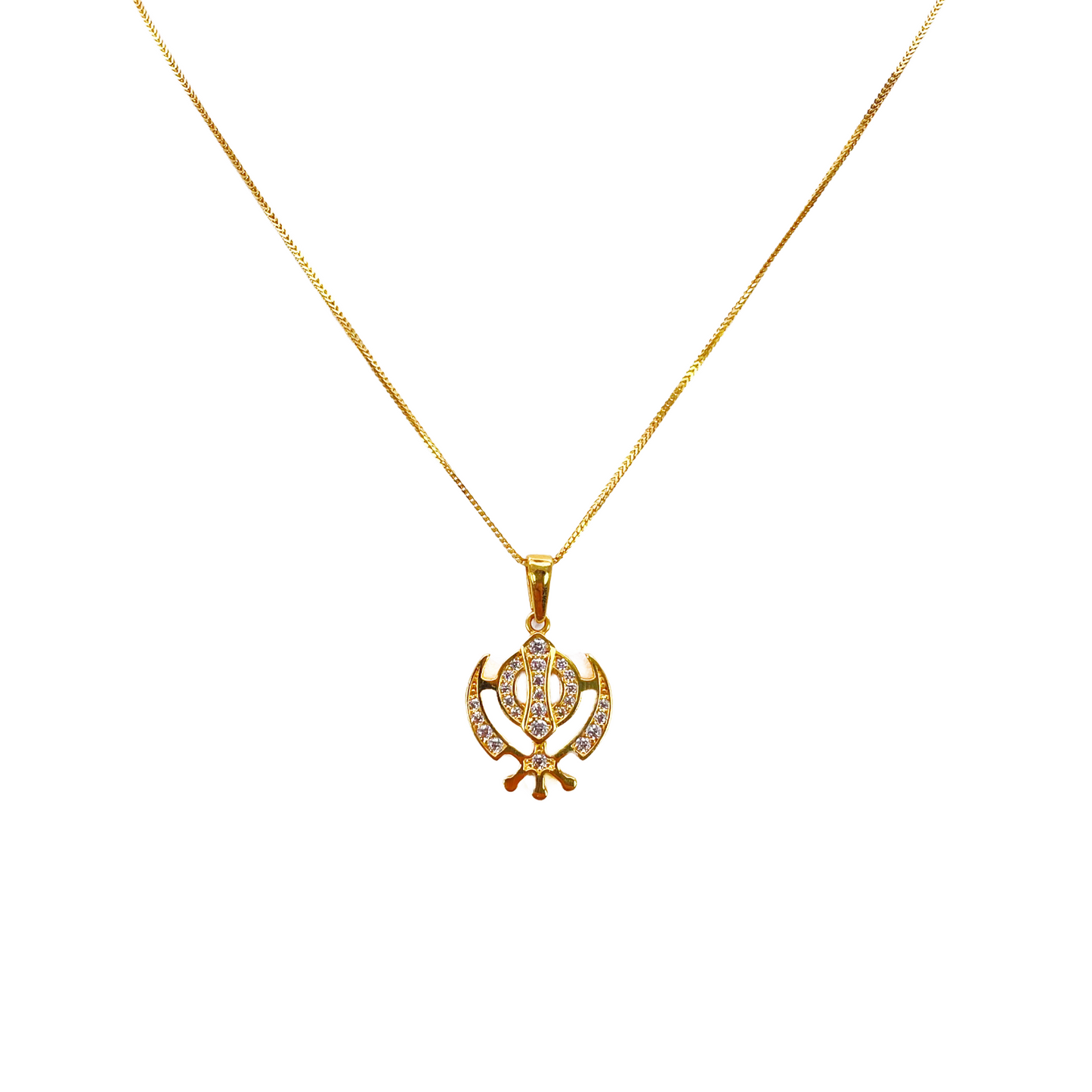 22ct Gold Khanda Pendant Cubic Zirconia High Polished (16.2 x 12.6mm)