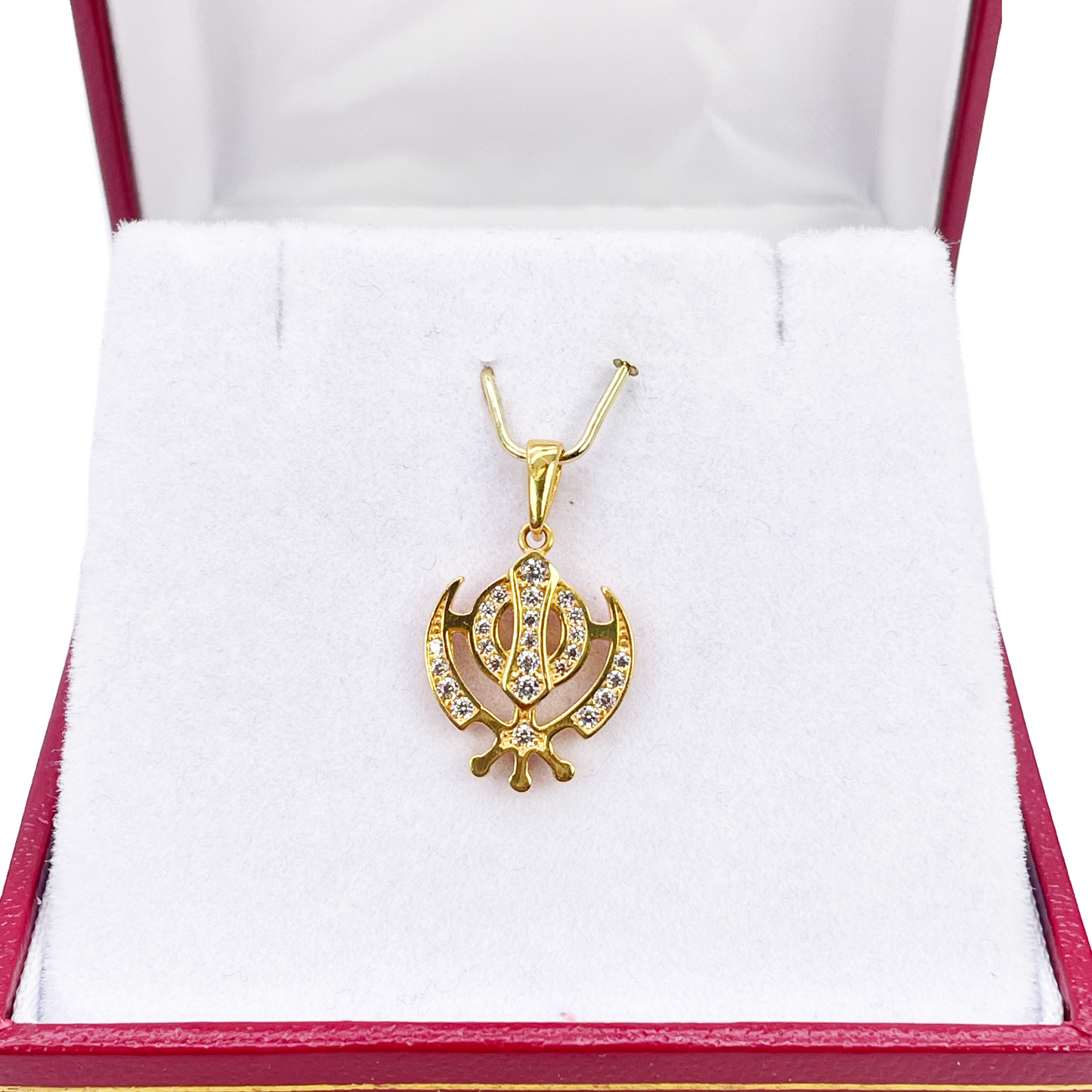 22ct Gold Khanda Pendant Cubic Zirconia High Polished (16.2 x 12.6mm)