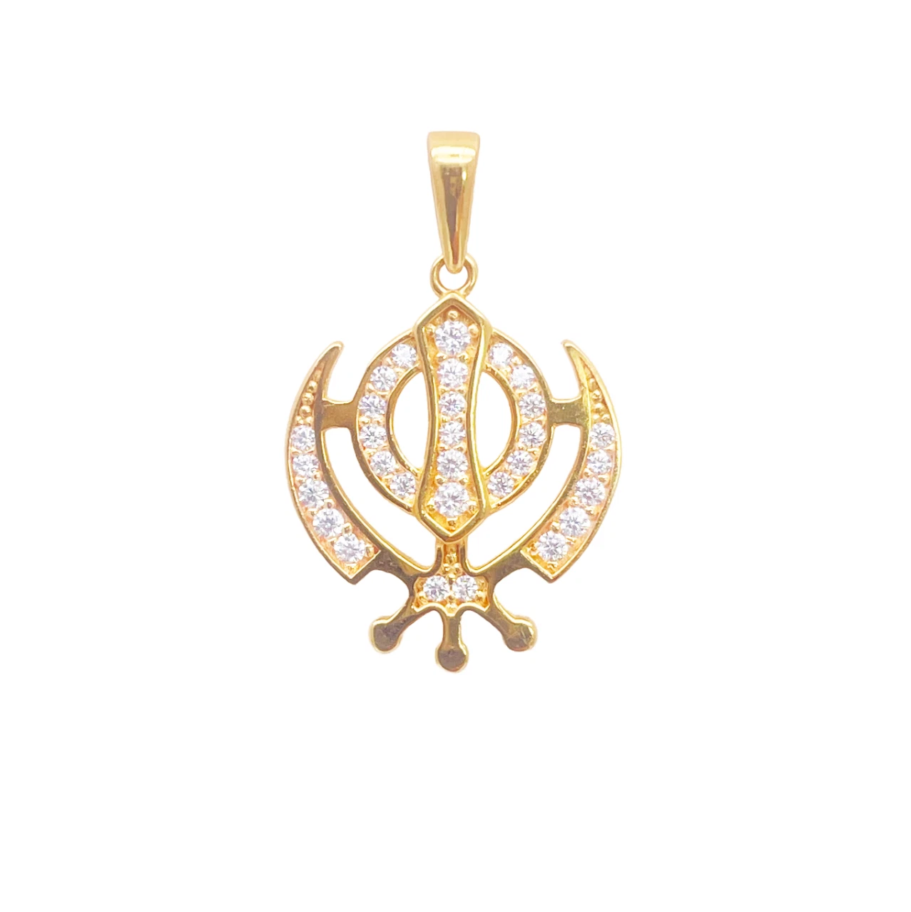 22ct Gold Khanda Pendant Cubic Zirconia High Polished (16.2 x 12.6mm)