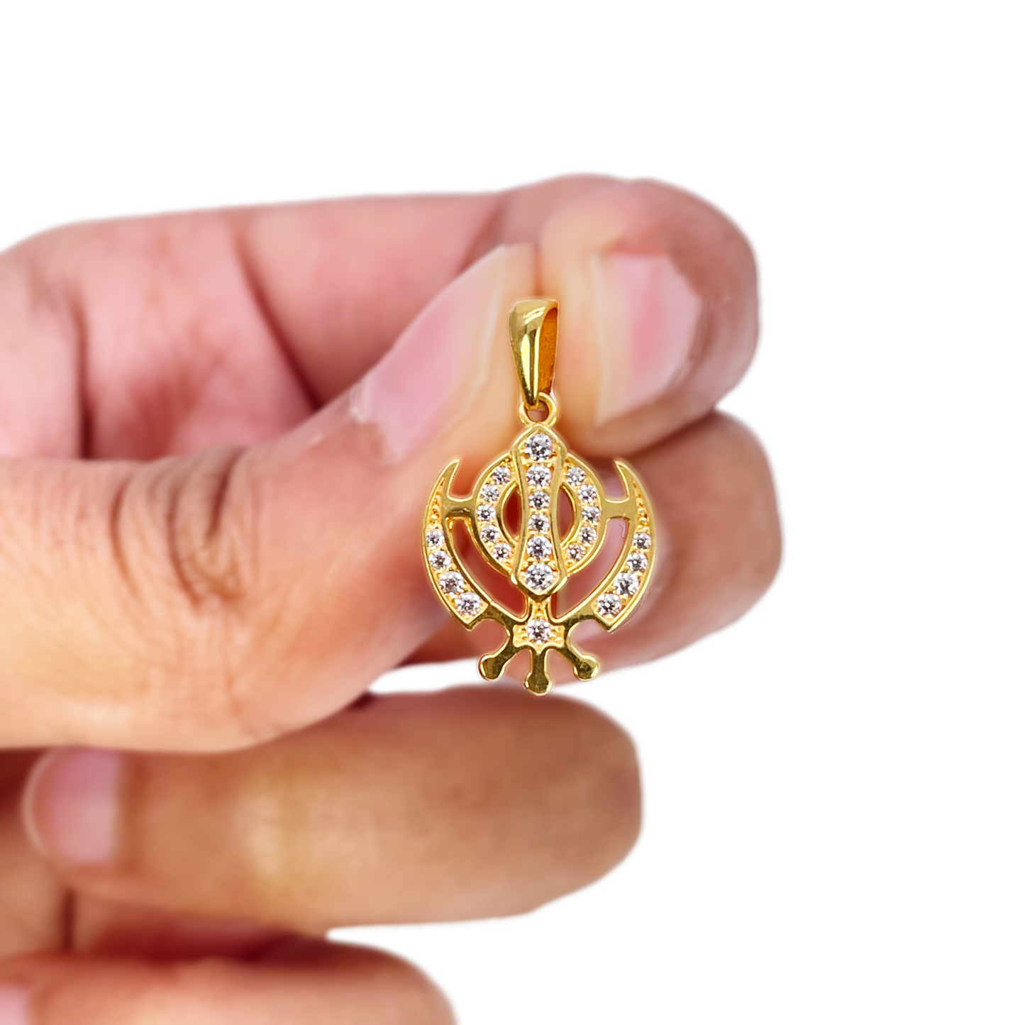 22ct Gold Khanda Pendant Cubic Zirconia High Polished (16.2 x 12.6mm)