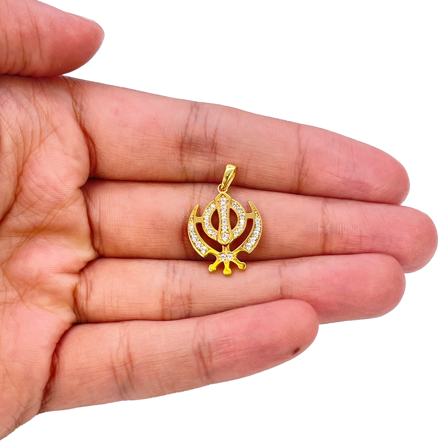 22ct Gold Khanda Pendant Cubic Zirconia High Polished (18.1 x 14.5mm)