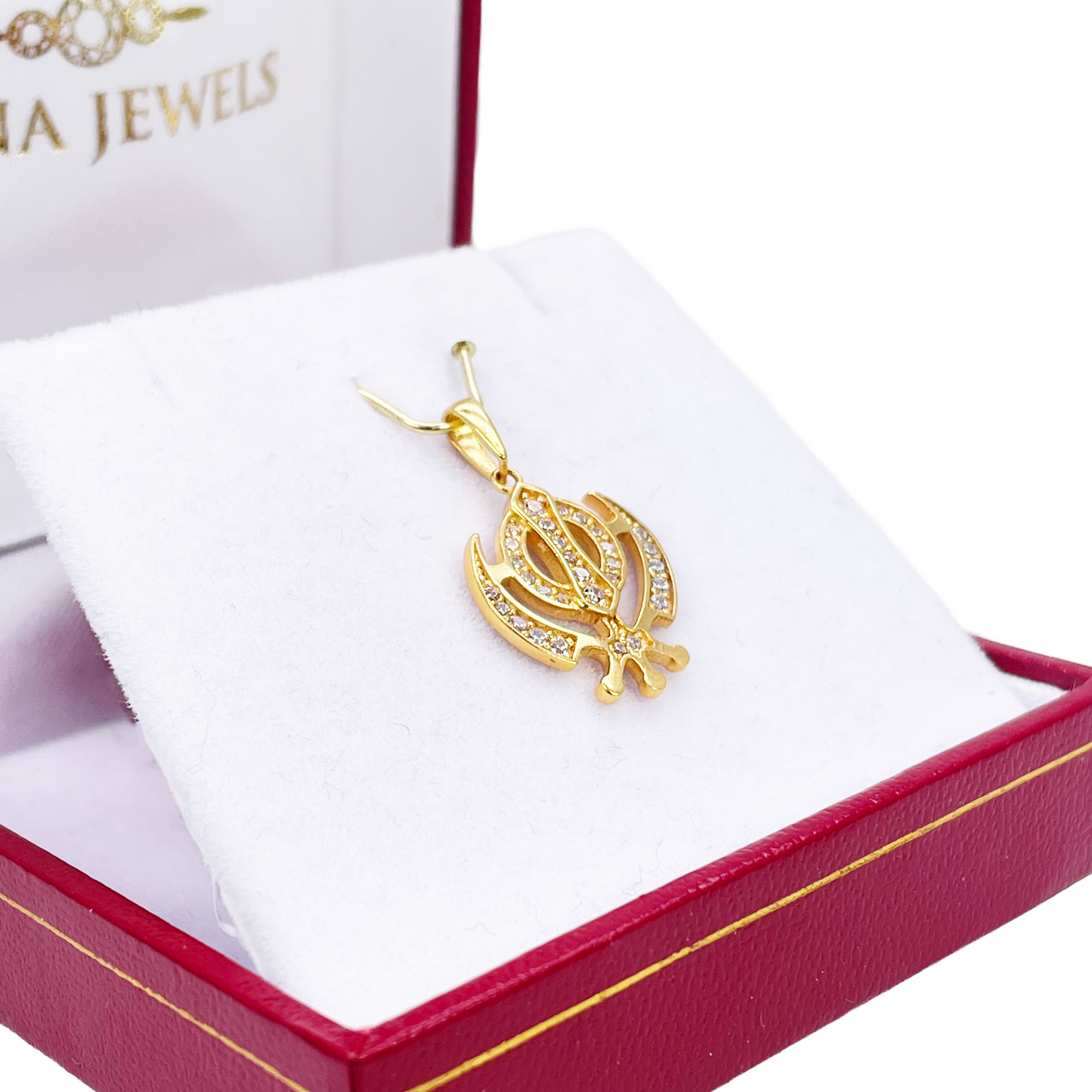 22ct Gold Khanda Pendant Cubic Zirconia High Polished (18.1 x 14.5mm)