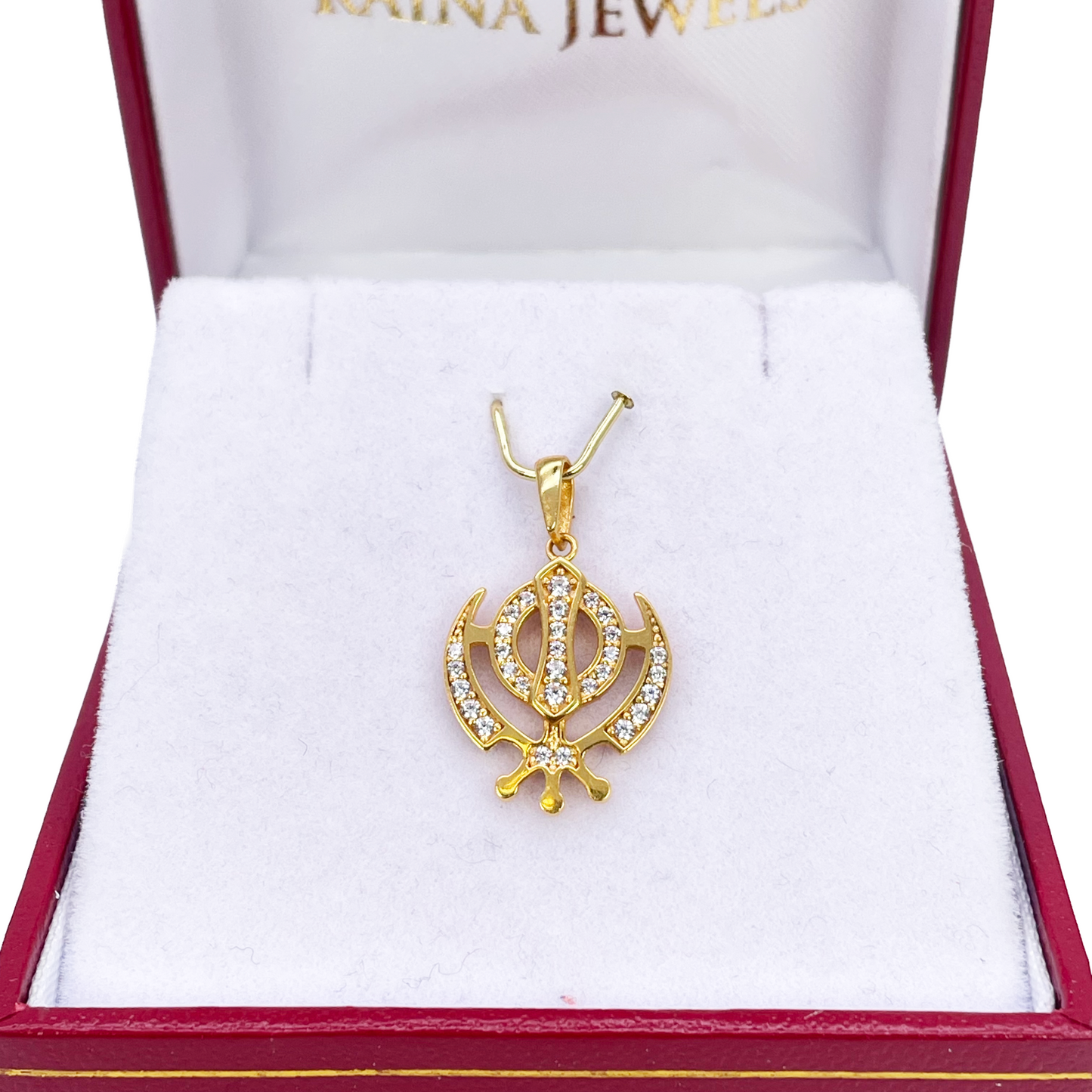 22ct Gold Khanda Pendant Cubic Zirconia High Polished (18.1 x 14.5mm)