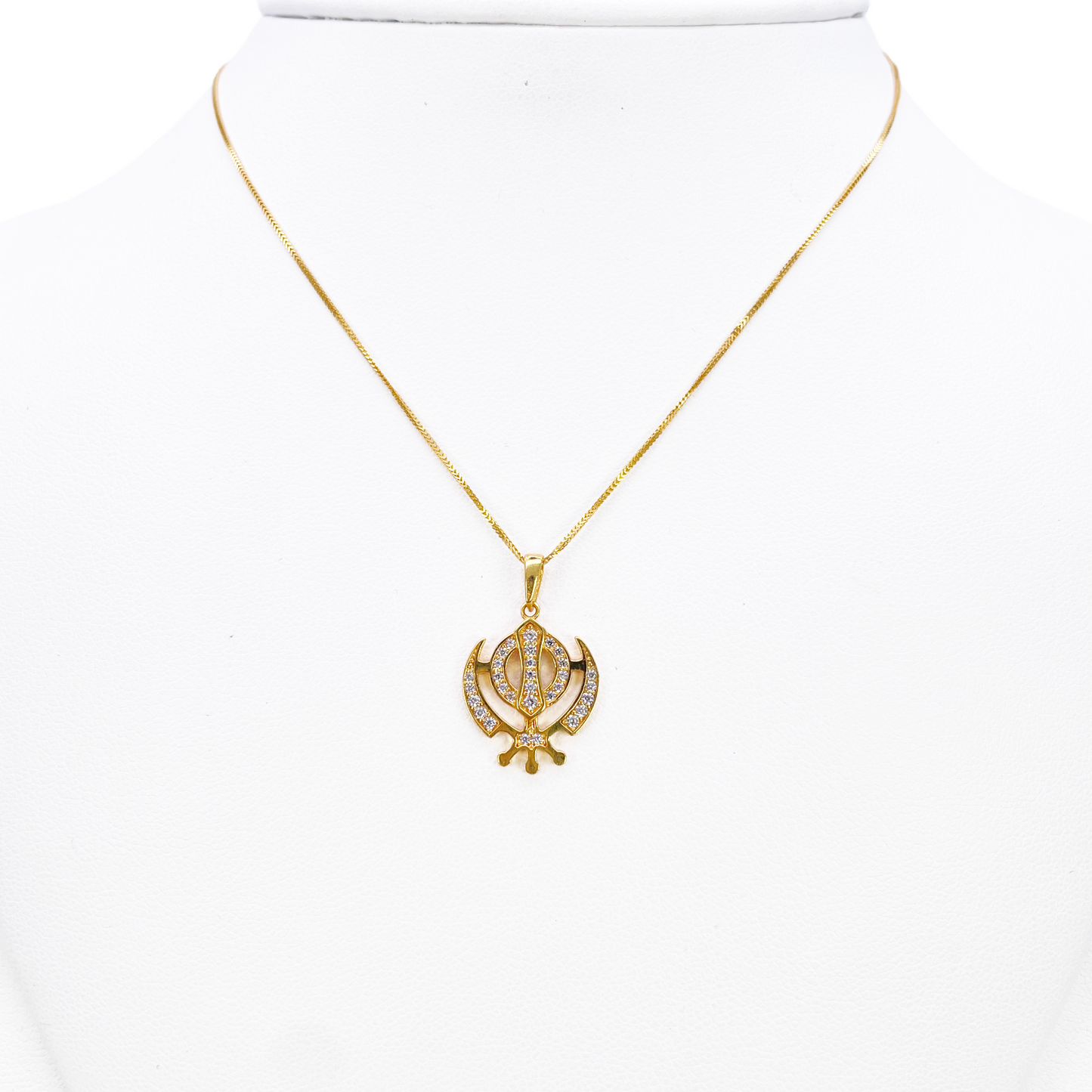 22ct Gold Khanda Pendant Cubic Zirconia High Polished (18.1 x 14.5mm)