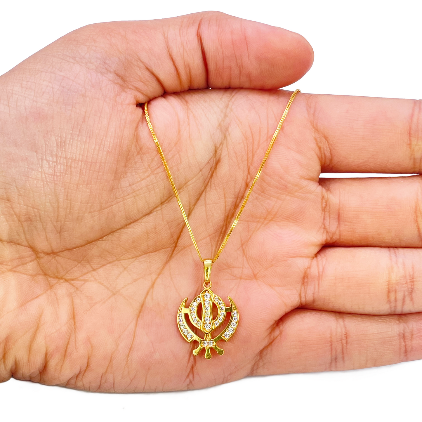 22ct Gold Khanda Pendant Cubic Zirconia High Polished (18.1 x 14.5mm)