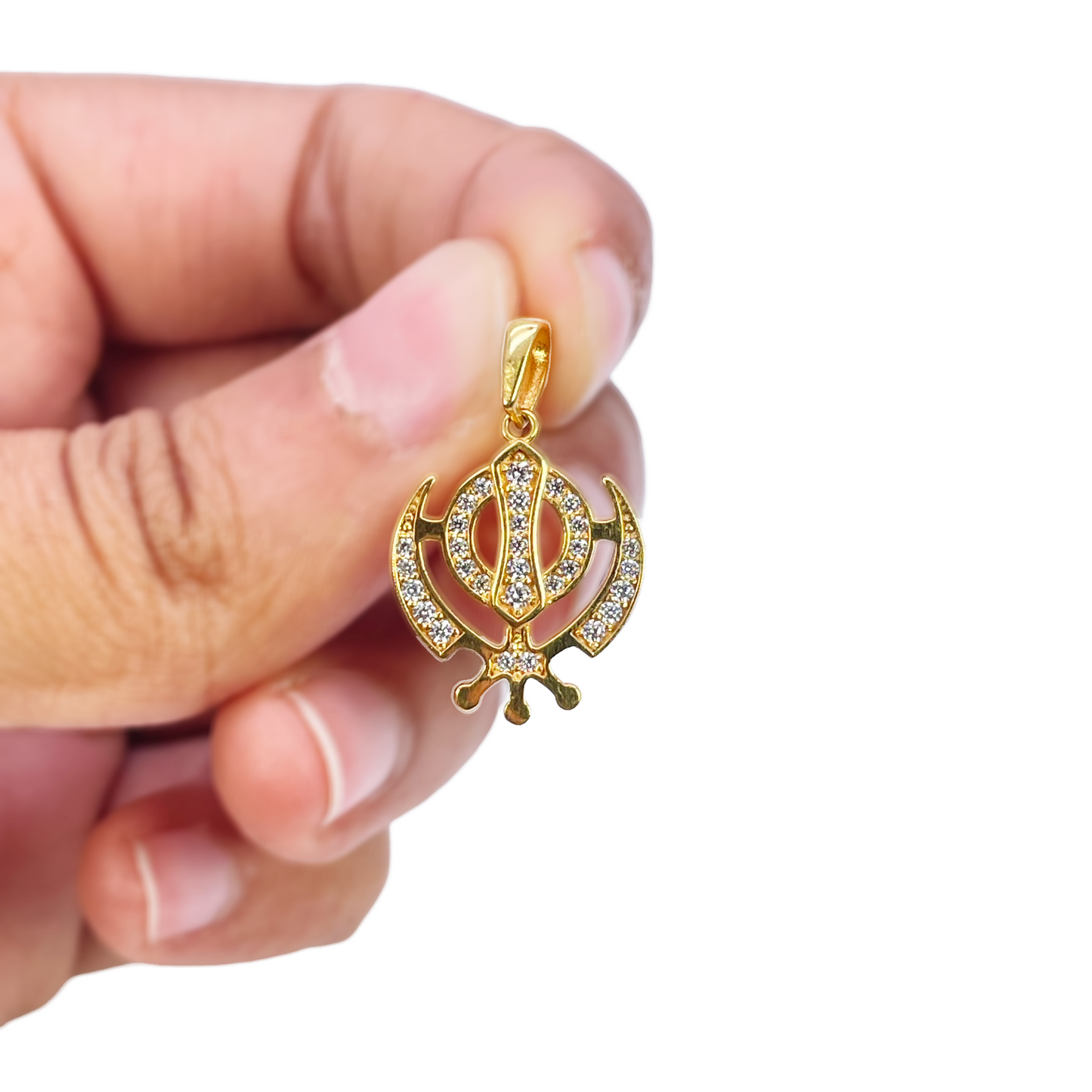 22ct Gold Khanda Pendant Cubic Zirconia High Polished (18.1 x 14.5mm)