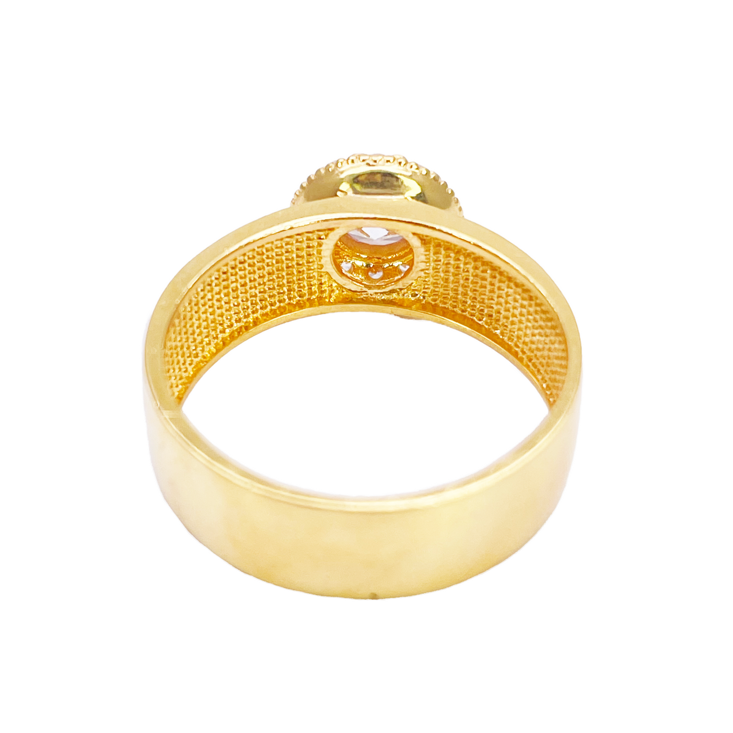 22ct Gold Cubic Zirconia Halo Ring High Polished 8.6mm Width