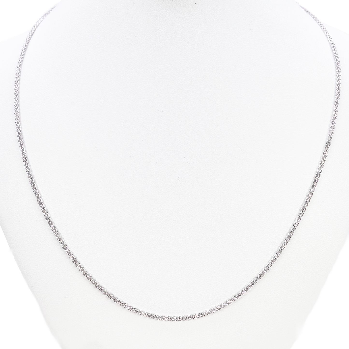 18ct White Gold Spiga Wheat Chain Necklace 20 Inches 1.6mm Width