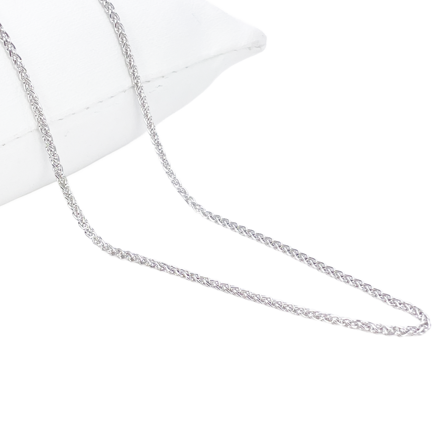 18ct White Gold Spiga Wheat Chain Necklace 20 Inches 1.6mm Width