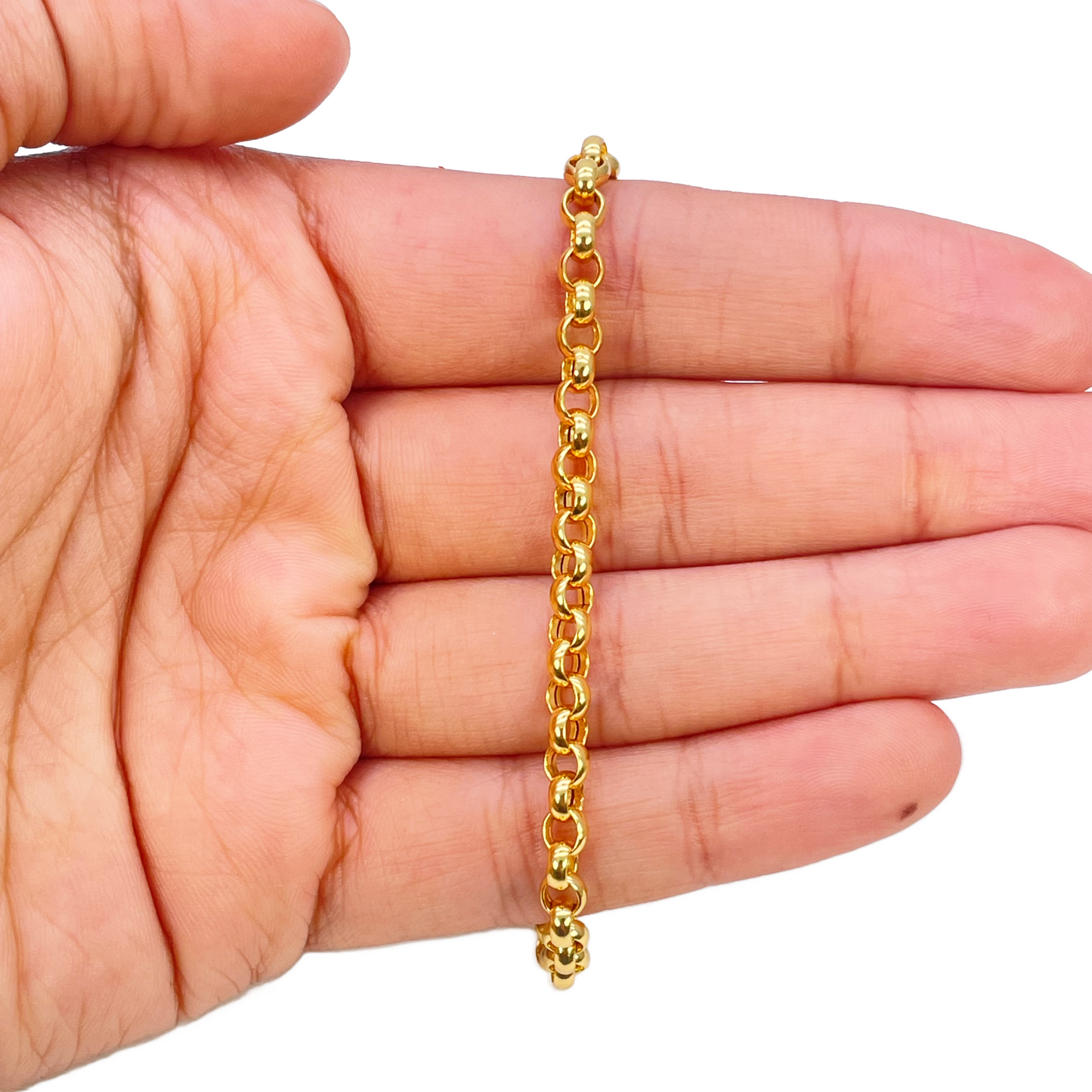 22ct Gold Rolo Bracelet High Polished Lightweight 7.5 Inches 4.9mm