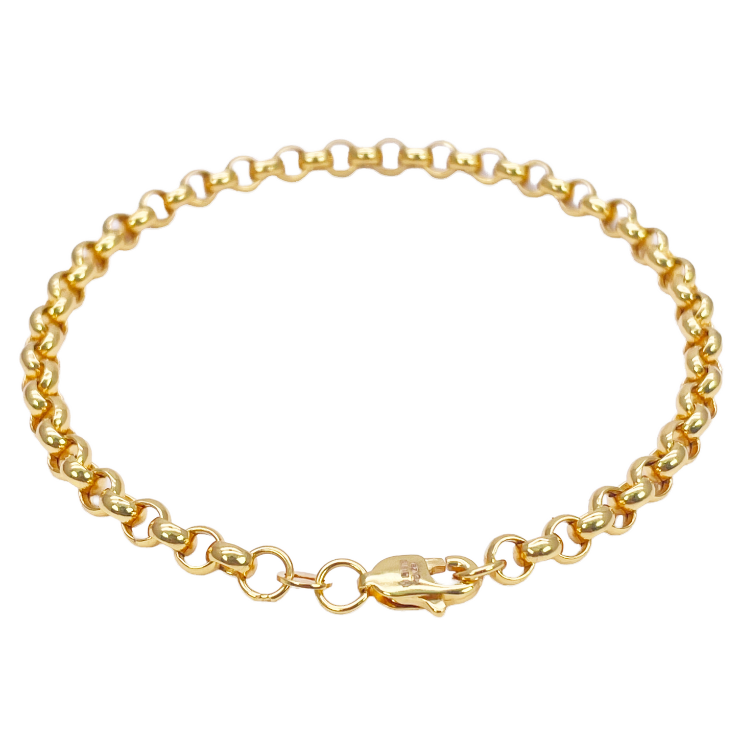 22ct Gold Rolo Bracelet High Polished Lightweight 7.5 Inches 4.9mm