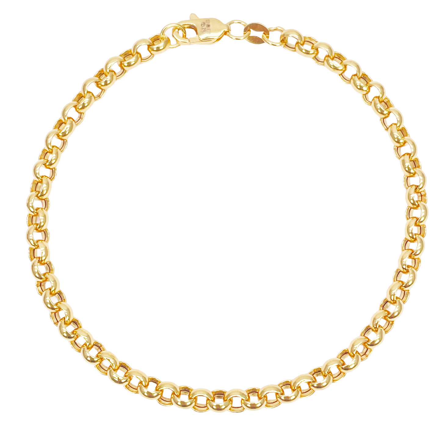 22ct Gold Rolo Bracelet High Polished Lightweight 7.5 Inches 4.9mm