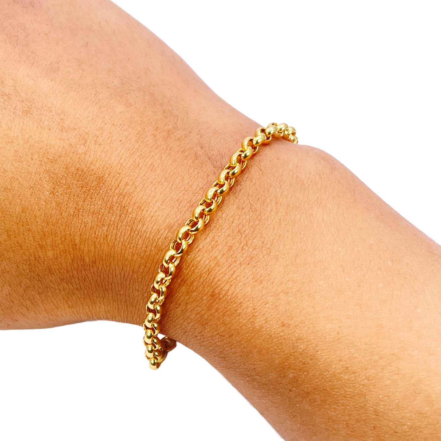 22ct Gold Rolo Bracelet High Polished Lightweight 7.5 Inches 4.9mm