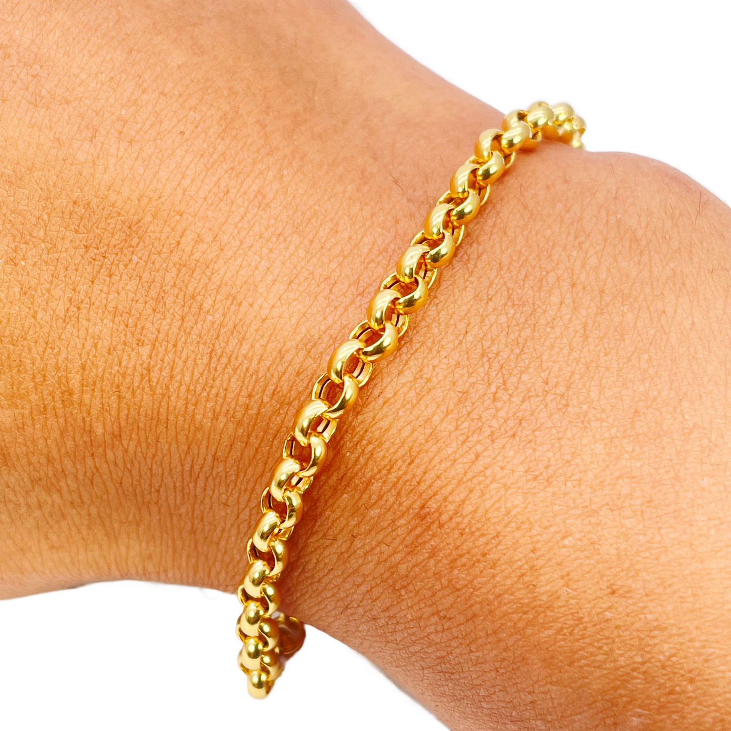 22ct Gold Rolo Bracelet High Polished Lightweight 7.5 Inches 4.9mm