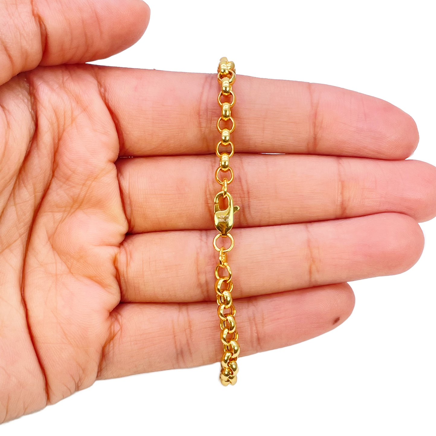 22ct Gold Rolo Bracelet High Polished Lightweight 7.5 Inches 4.9mm