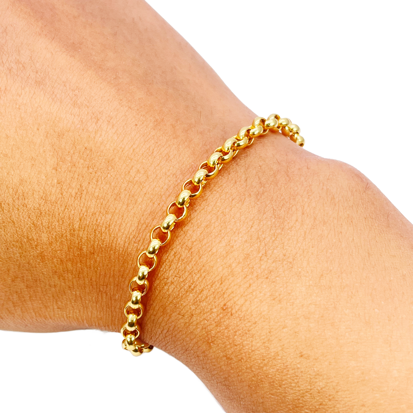 22ct Gold Rolo Bracelet High Polished Lightweight 7.5 Inches 3.9mm