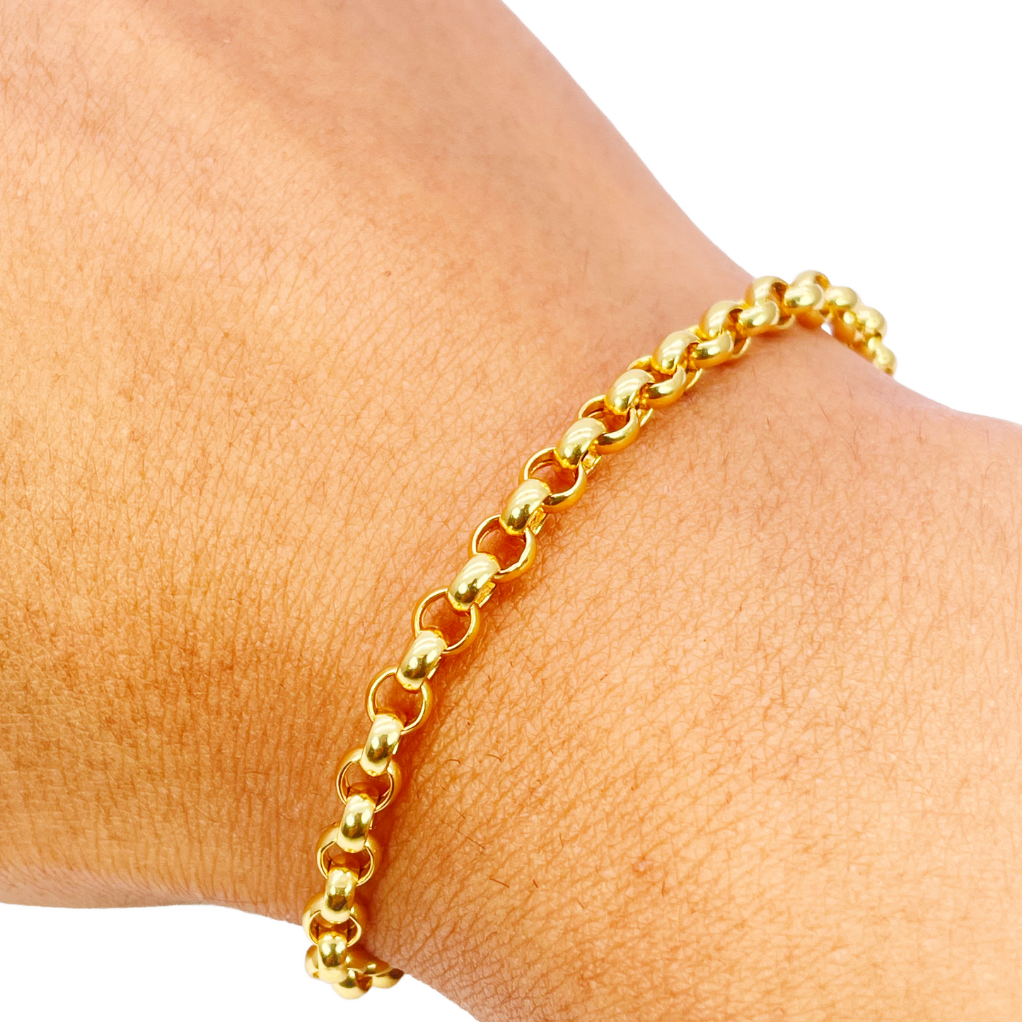 22ct Gold Rolo Bracelet High Polished Lightweight 7.5 Inches 3.9mm
