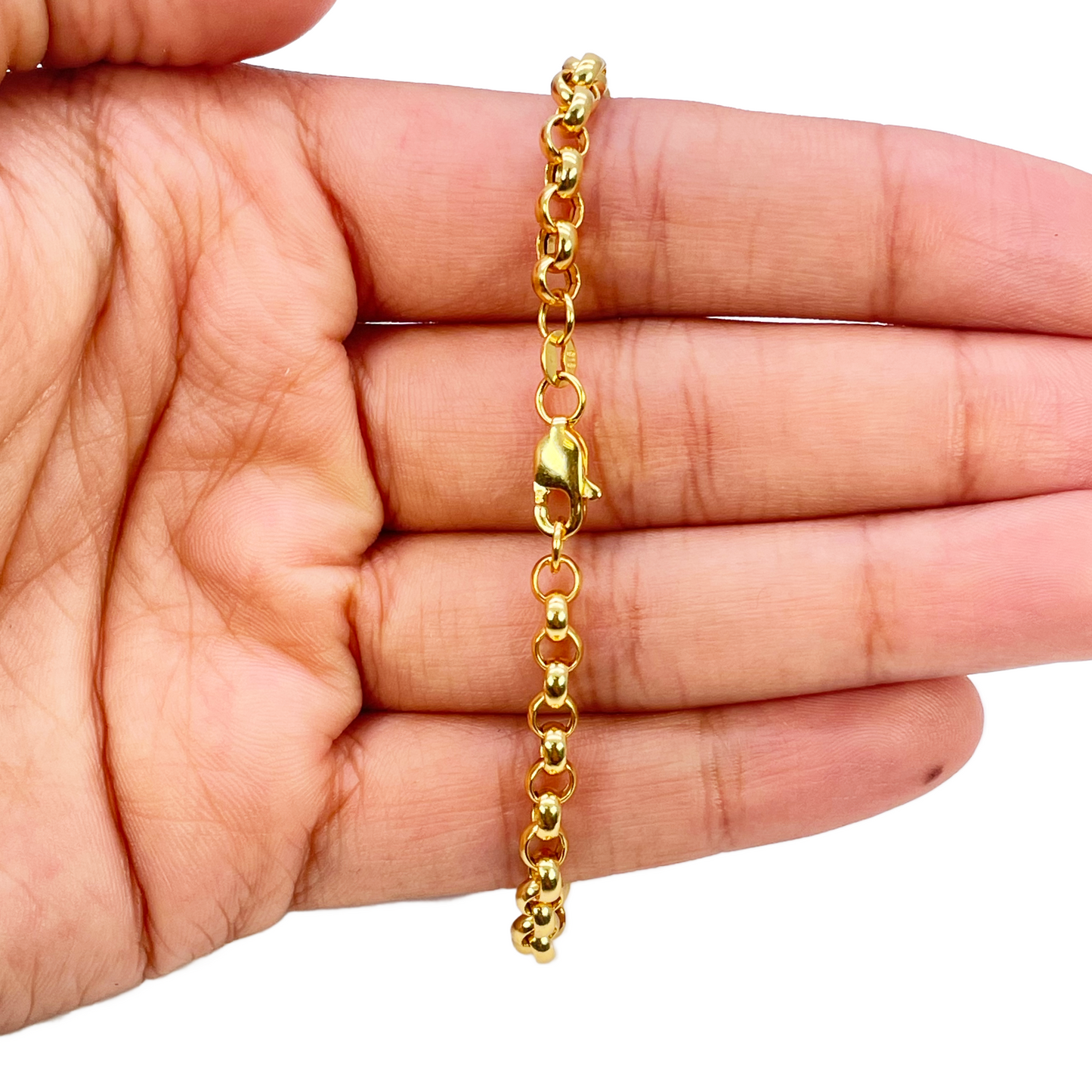 22ct Gold Rolo Bracelet High Polished Lightweight 7.5 Inches 3.9mm