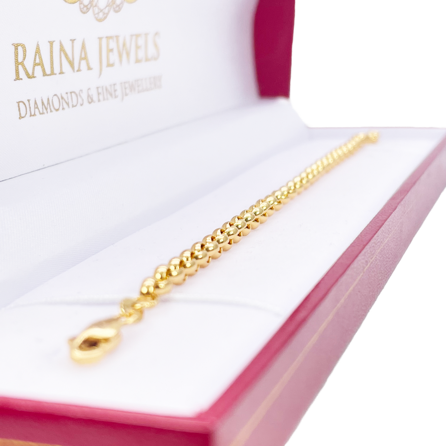 22ct Gold Rolo Bracelet High Polished Lightweight 7.5 Inches 3.9mm