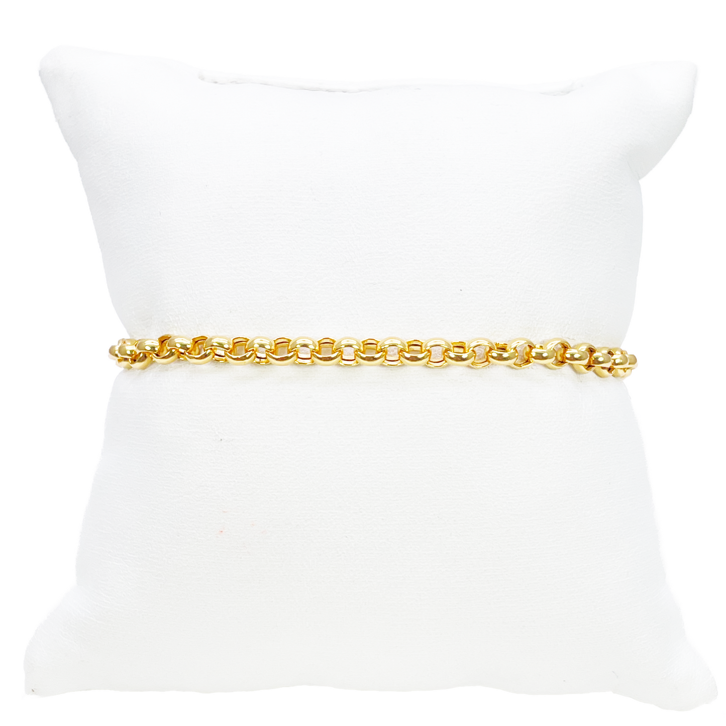 22ct Gold Rolo Bracelet High Polished Lightweight 7.5 Inches 3.9mm