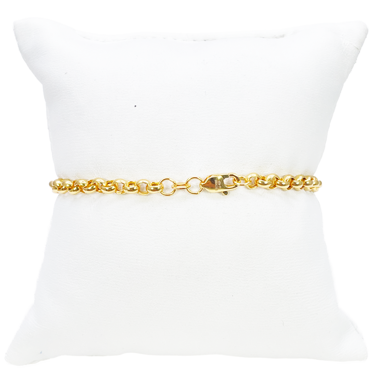 22ct Gold Rolo Bracelet High Polished Lightweight 7.5 Inches 3.9mm