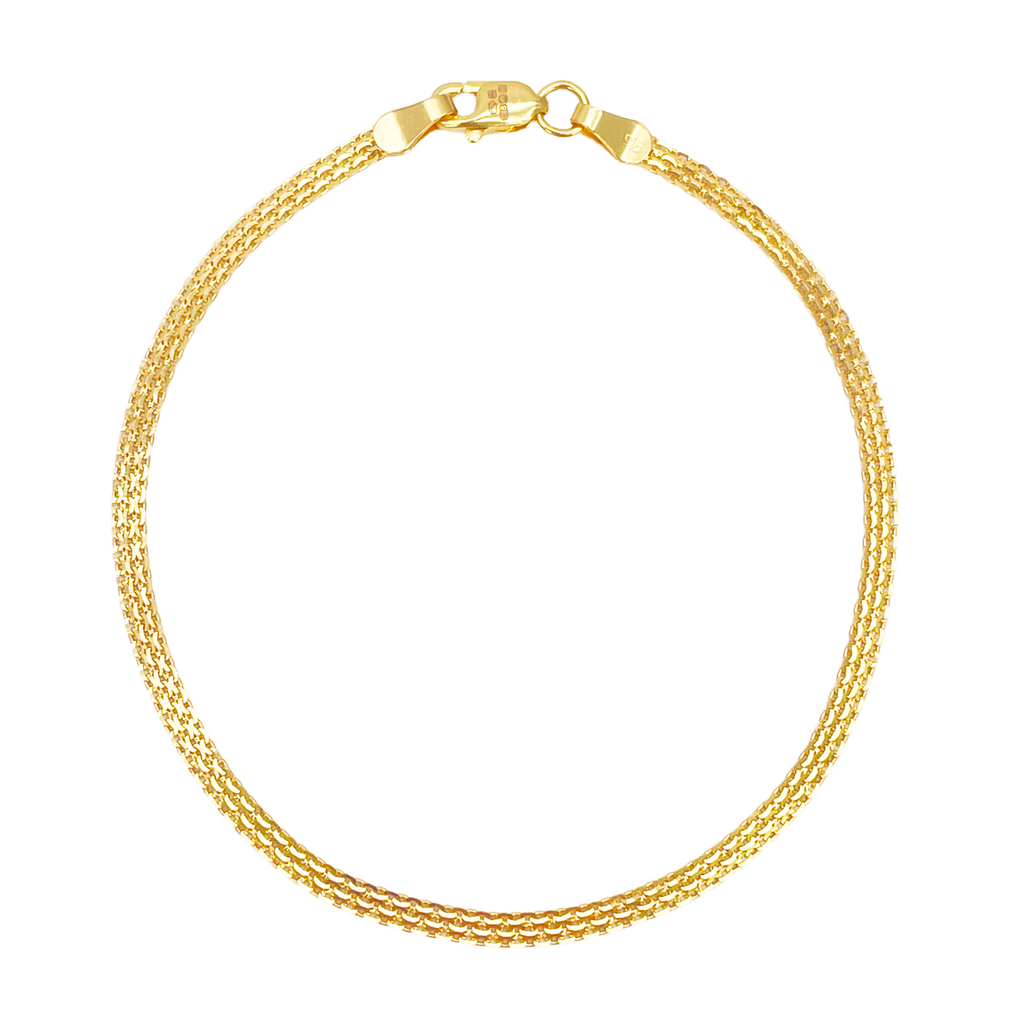 22ct Yellow Gold Flat High Polished Minimalist Bracelet 7 inches 2.3mm Wide