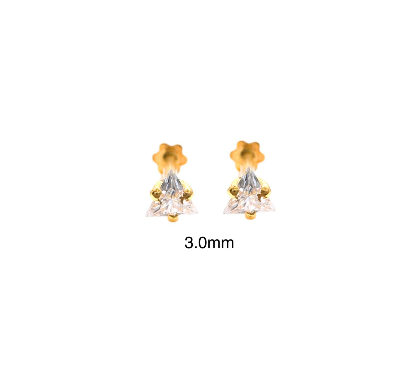 22ct Yellow Gold & Cubic Zirconia Children's Stud Earrings 3.5/3.0/4.0/4.5MM - Raina Jewels