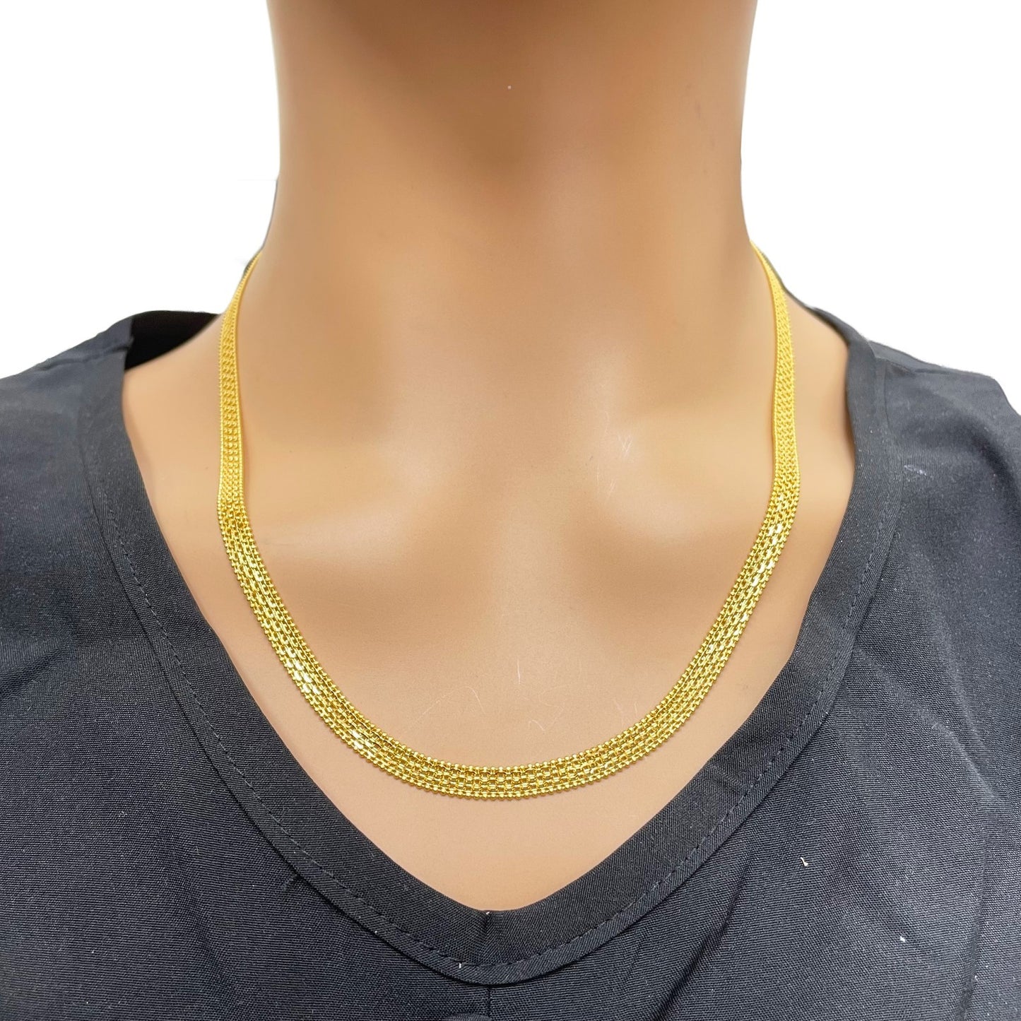 22ct Yellow Gold Flat Link Chain Necklace 20 Inches 5.2mm Width
