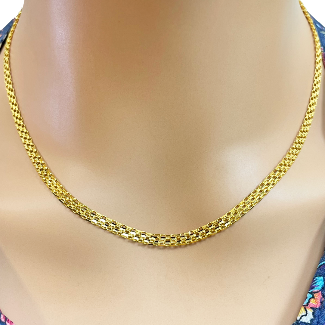 22ct Yellow Gold Fancy Link Flat Chain Necklace 18 inches 3.9mm Width Chains