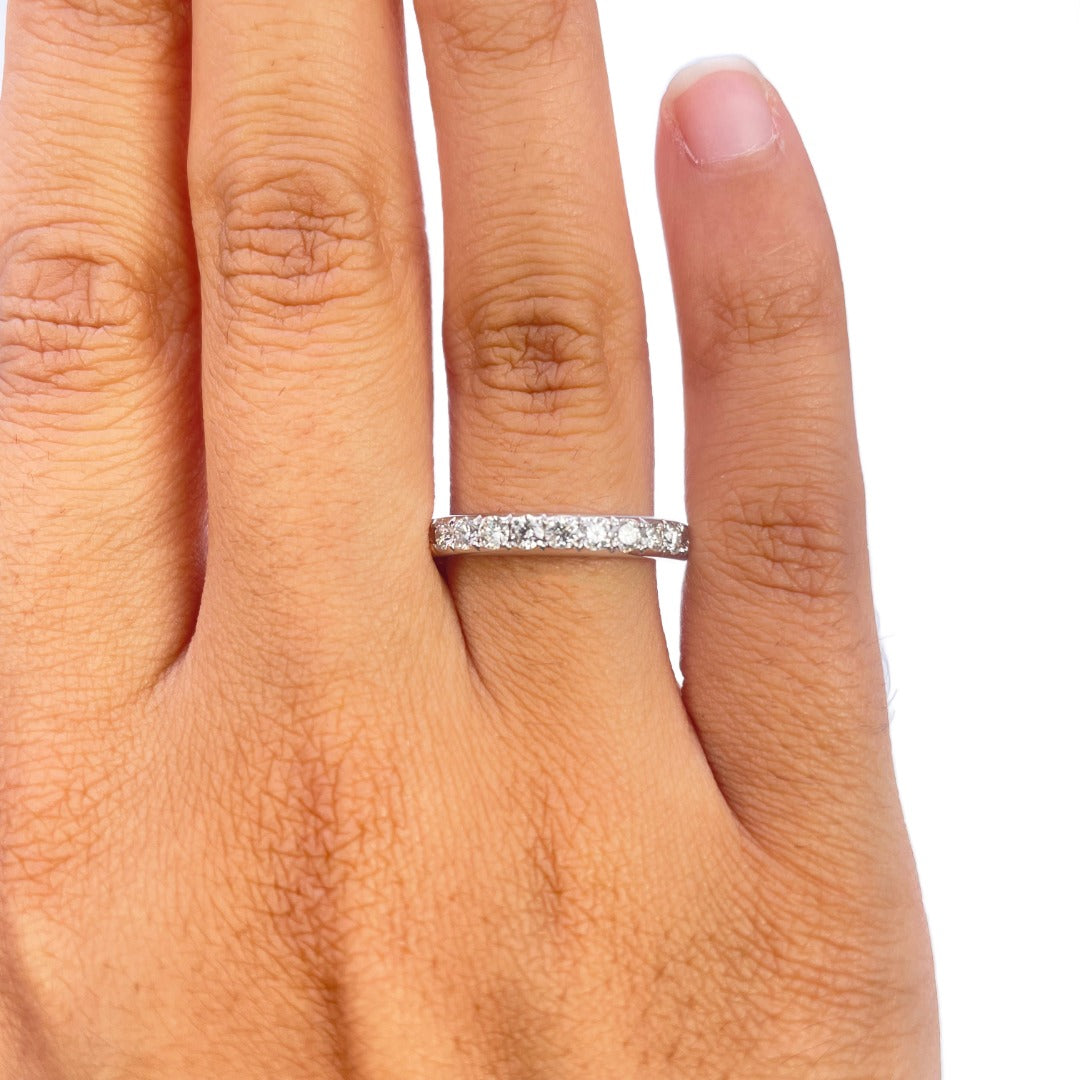 14ct White Gold Natural Diamond Half Eternity Ring Grain Set 0.58ct