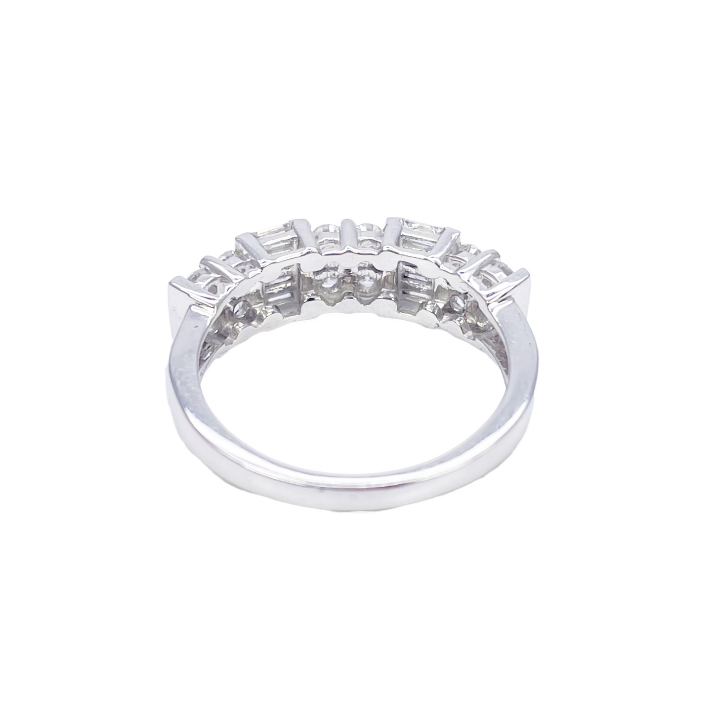 18ct Round & Baguette Natural Diamond Half Eternity Band 0.60ct