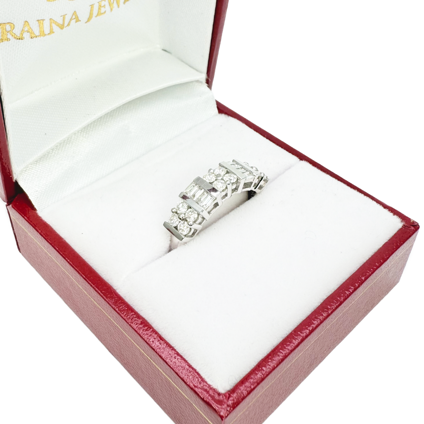 18ct Round & Baguette Natural Diamond Half Eternity Band 0.60ct