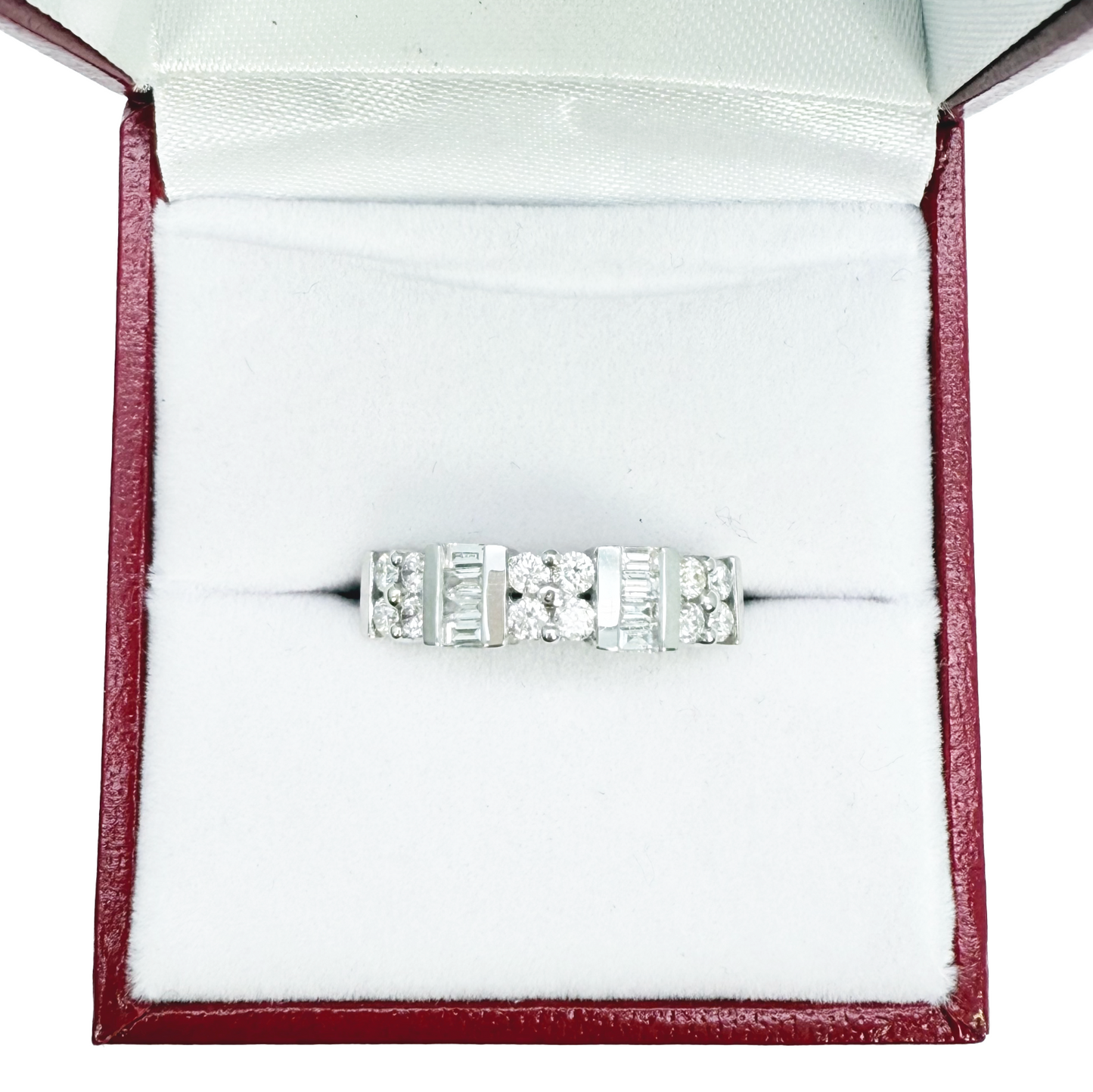 18ct Round & Baguette Natural Diamond Half Eternity Band 0.60ct