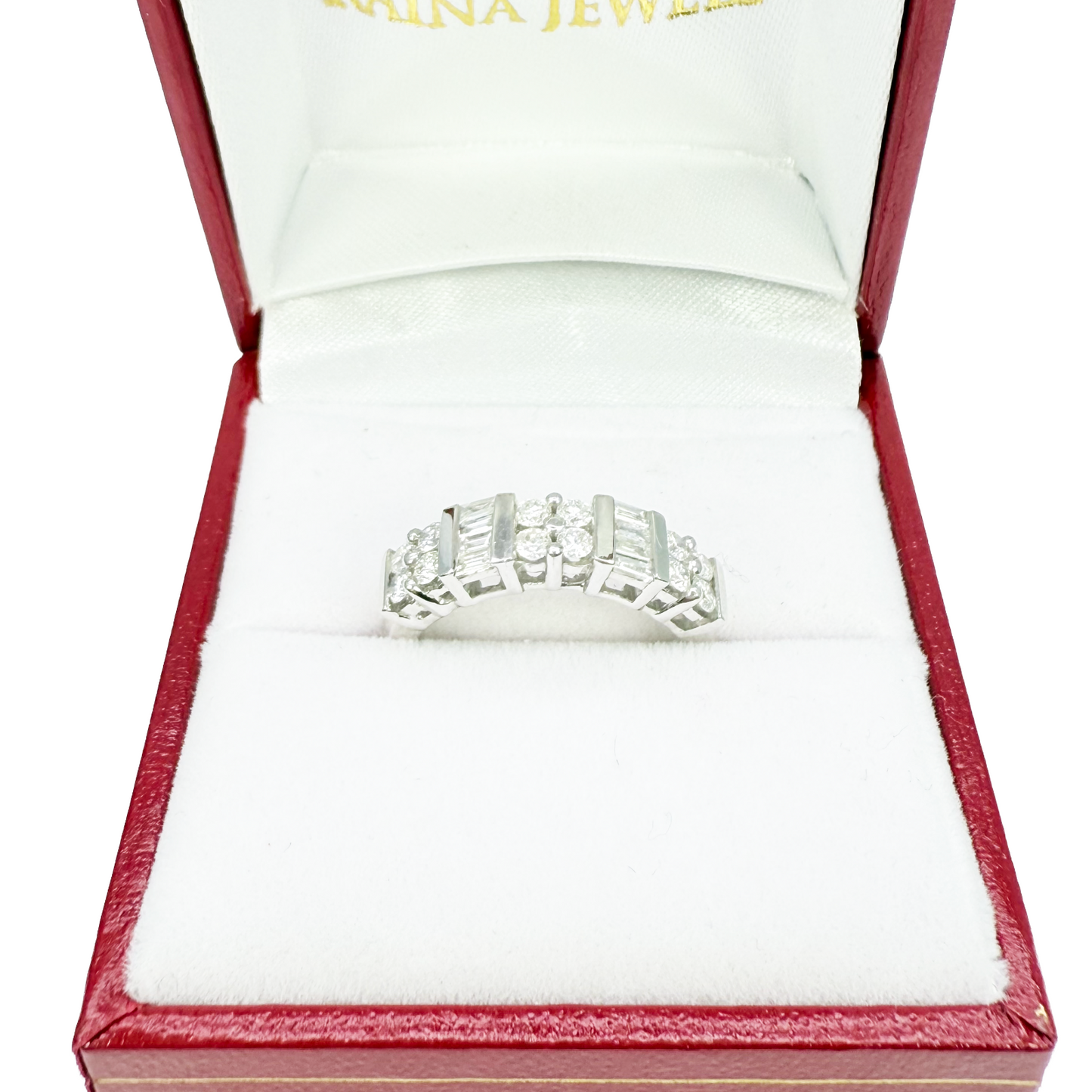 18ct Round & Baguette Natural Diamond Half Eternity Band 0.60ct